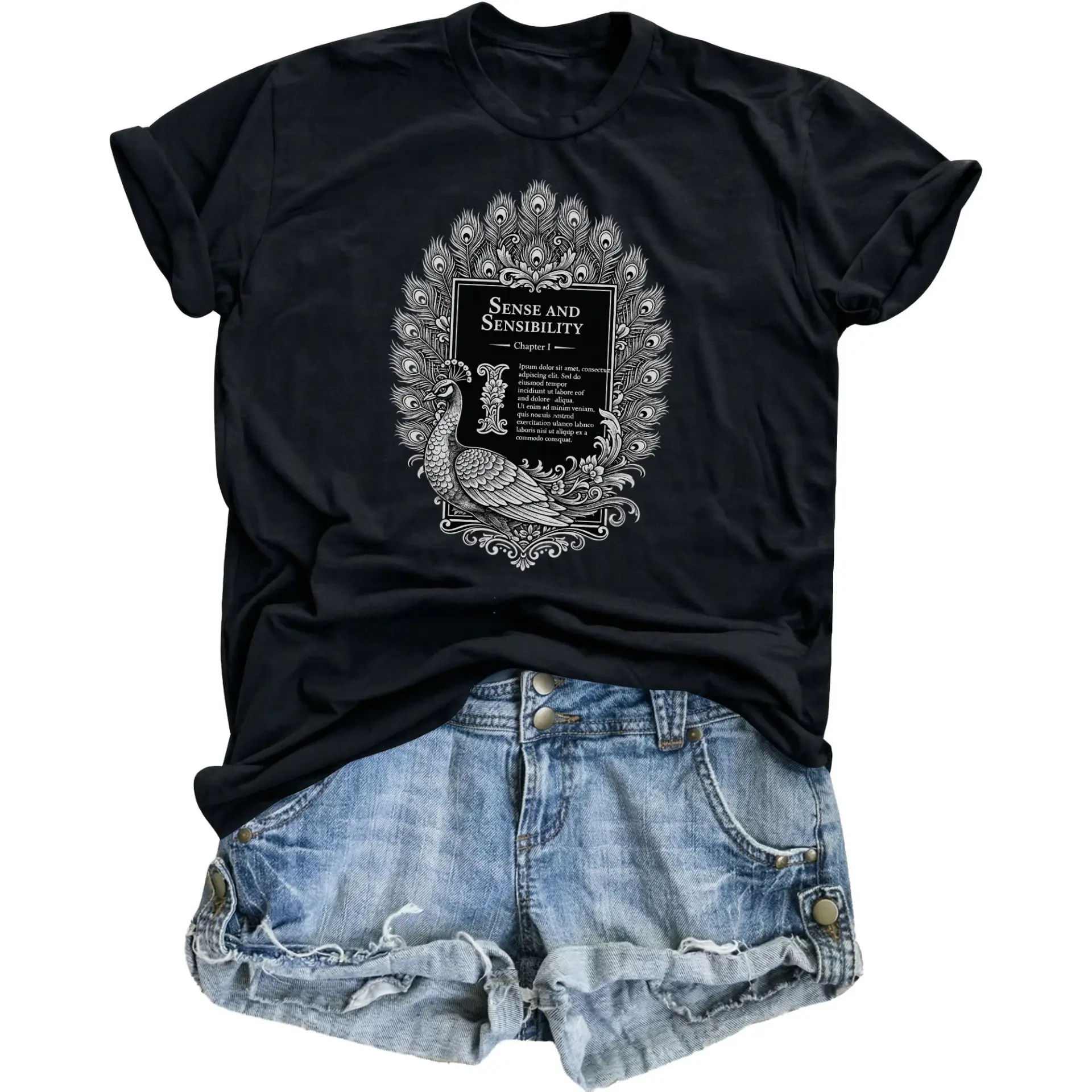 Graphic Tee Sense and Sensibility Literature Inspired Art Unisex Cotton Blend Casual Crew Neck Shirt