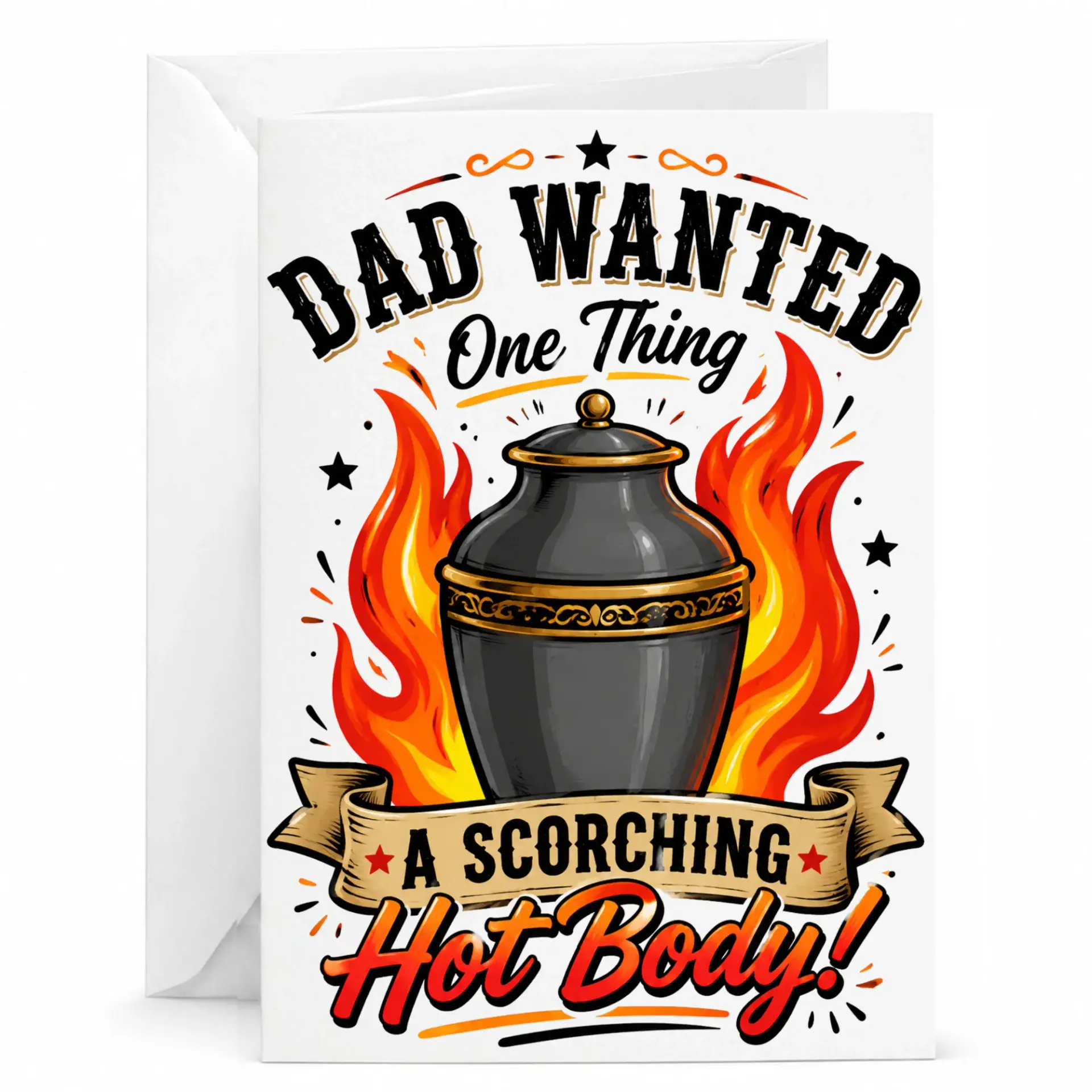 Funny Dad Birthday Card Scorching Hot Body Humor Greeting with Envelope for Father Gift Humorous
