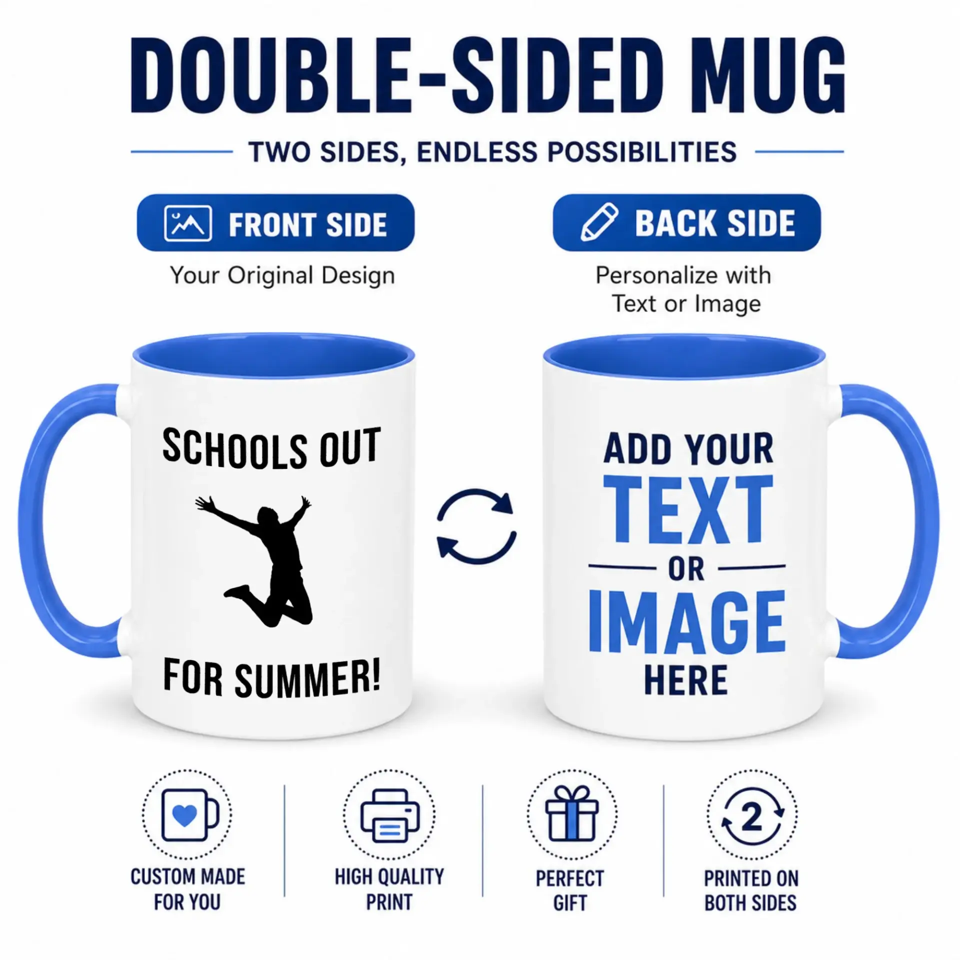 Funny Schools Out for Summer! Ceramic Coffee Mug, White and Red 11 Oz or 15 Oz Drinkware Gift for Teachers, Students, and Vacation Enthusiasts