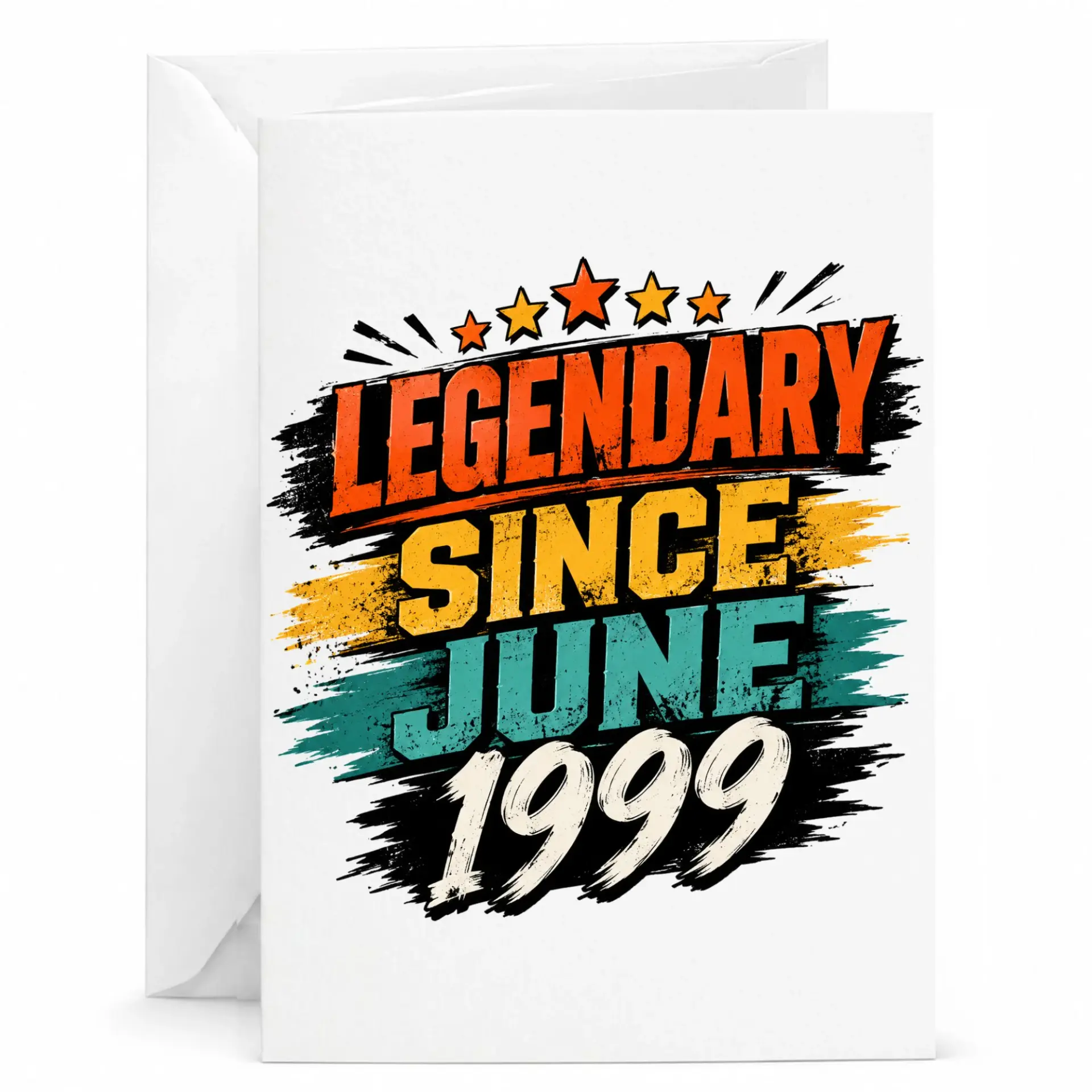 Birthday Card Legendary Since June 1999 Vintage Style Graphic Greeting Card for Special Milestone Birthdays
