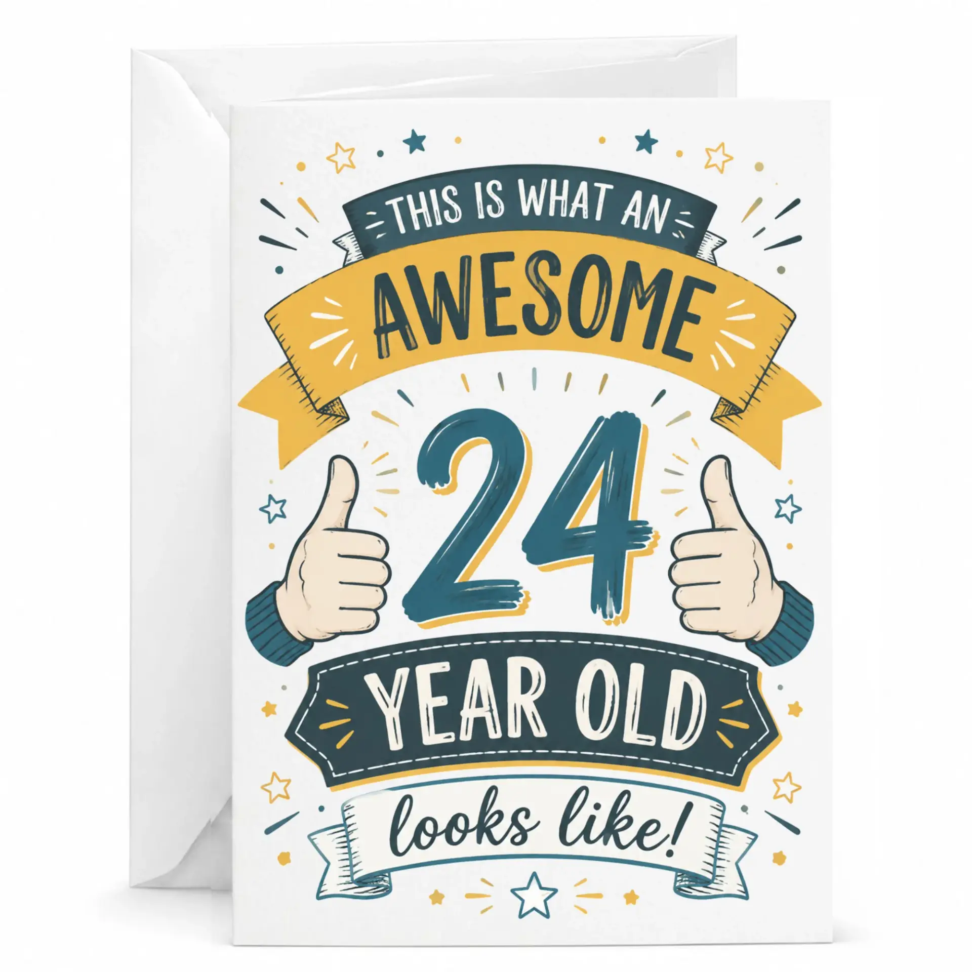 Birthday Card Funny 24th Birthday Gift This Is What an Awesome 24 Year Old Looks Like Greeting Card with Envelope