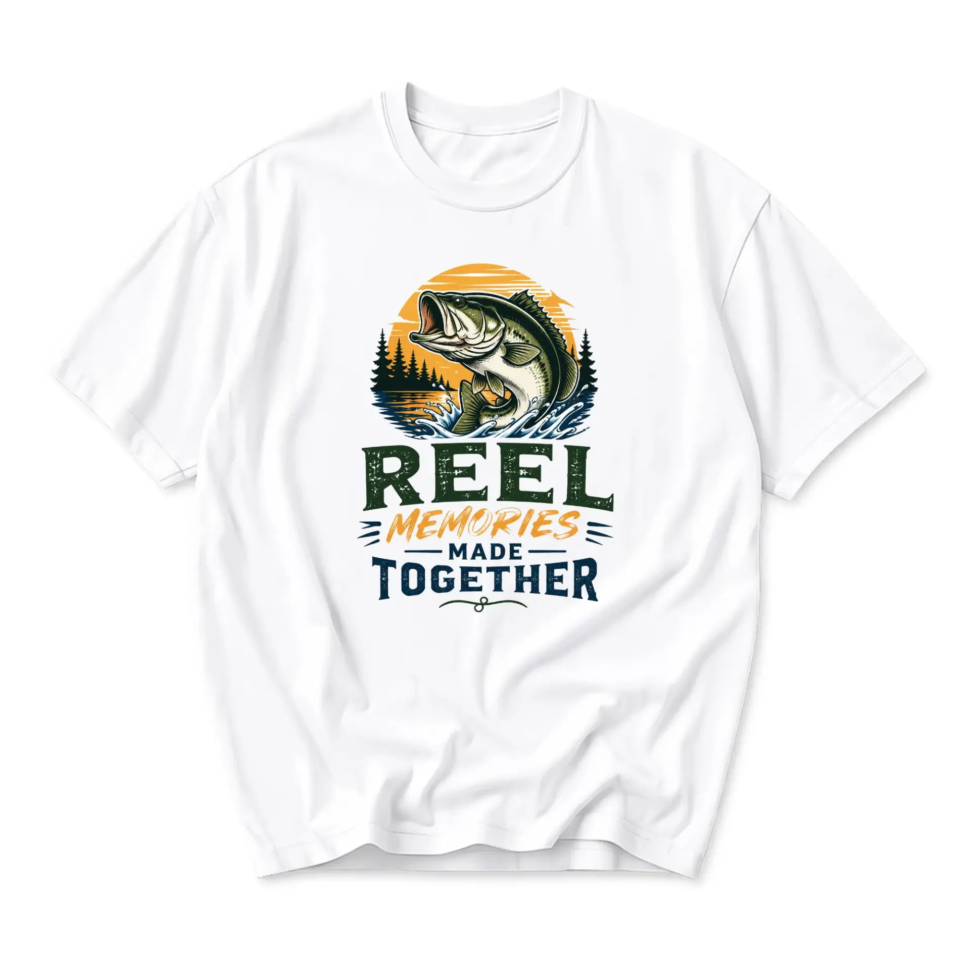 Graphic Tee Reel Memories Made Together Fishing Outdoors Unisex Crew Neck Short Sleeve Shirt for Casual Daily Wear