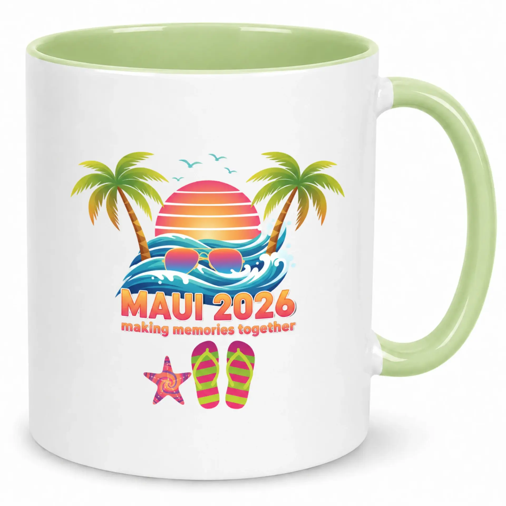 Tropical Vacation Coffee Mug with Maui 2026 Design Making Memories Together Ceramic Drinkware for Home or Office