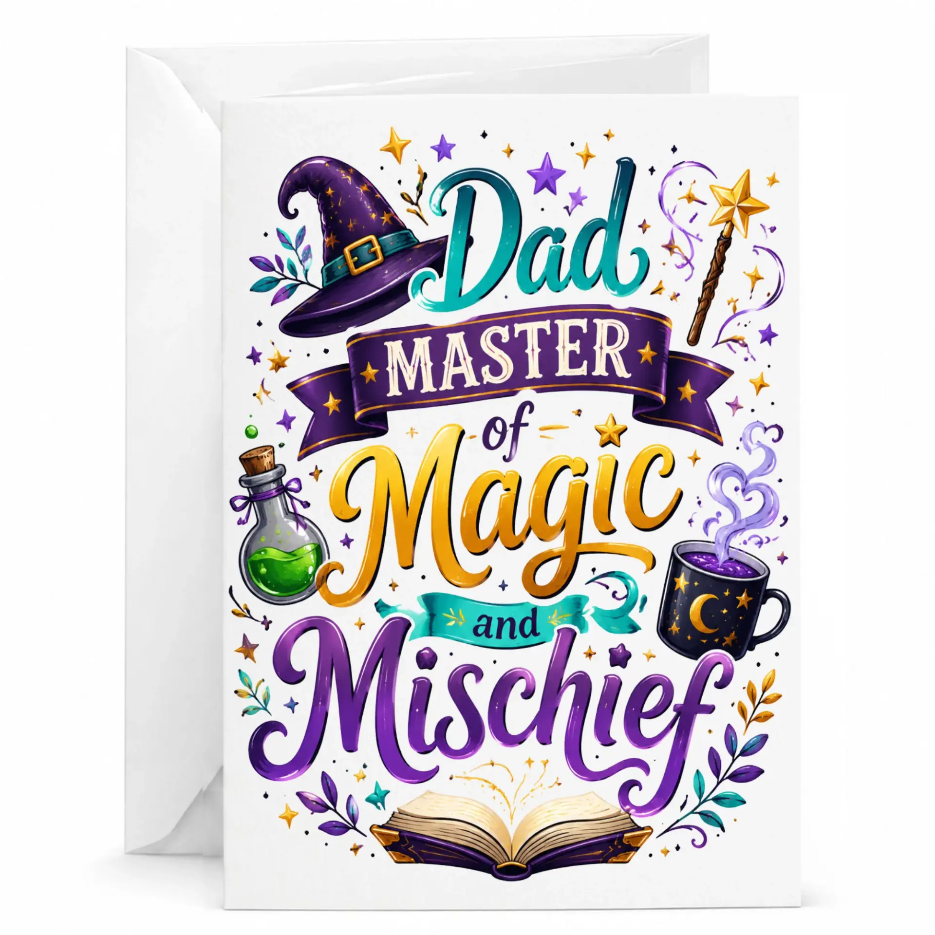 Funny Dad Card of and Greeting for Father's Day or with White Envelope