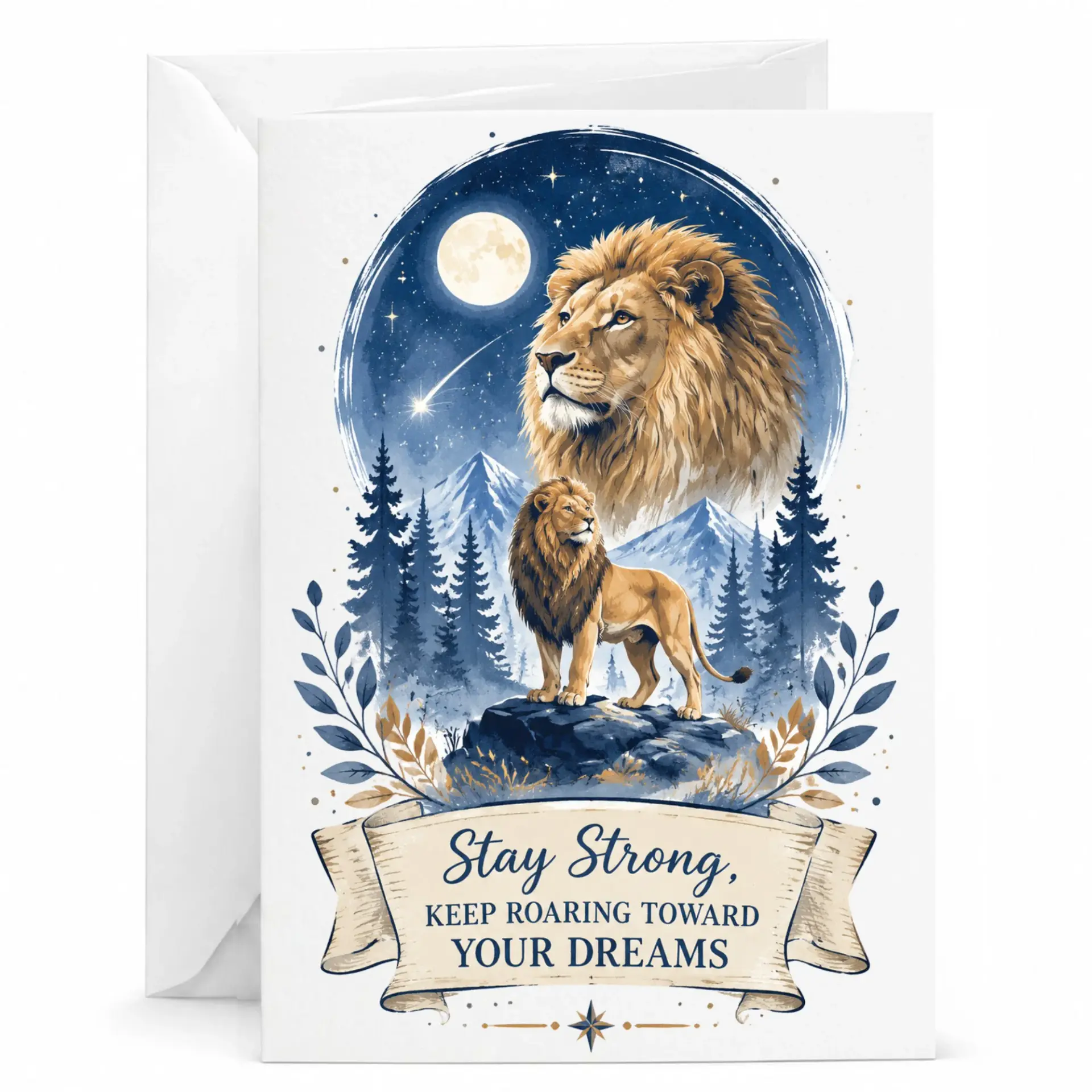 Inspirational Lion Greeting Card Stay Strong Keep Roaring Toward Your Dreams Motivation Note for Friends and Family