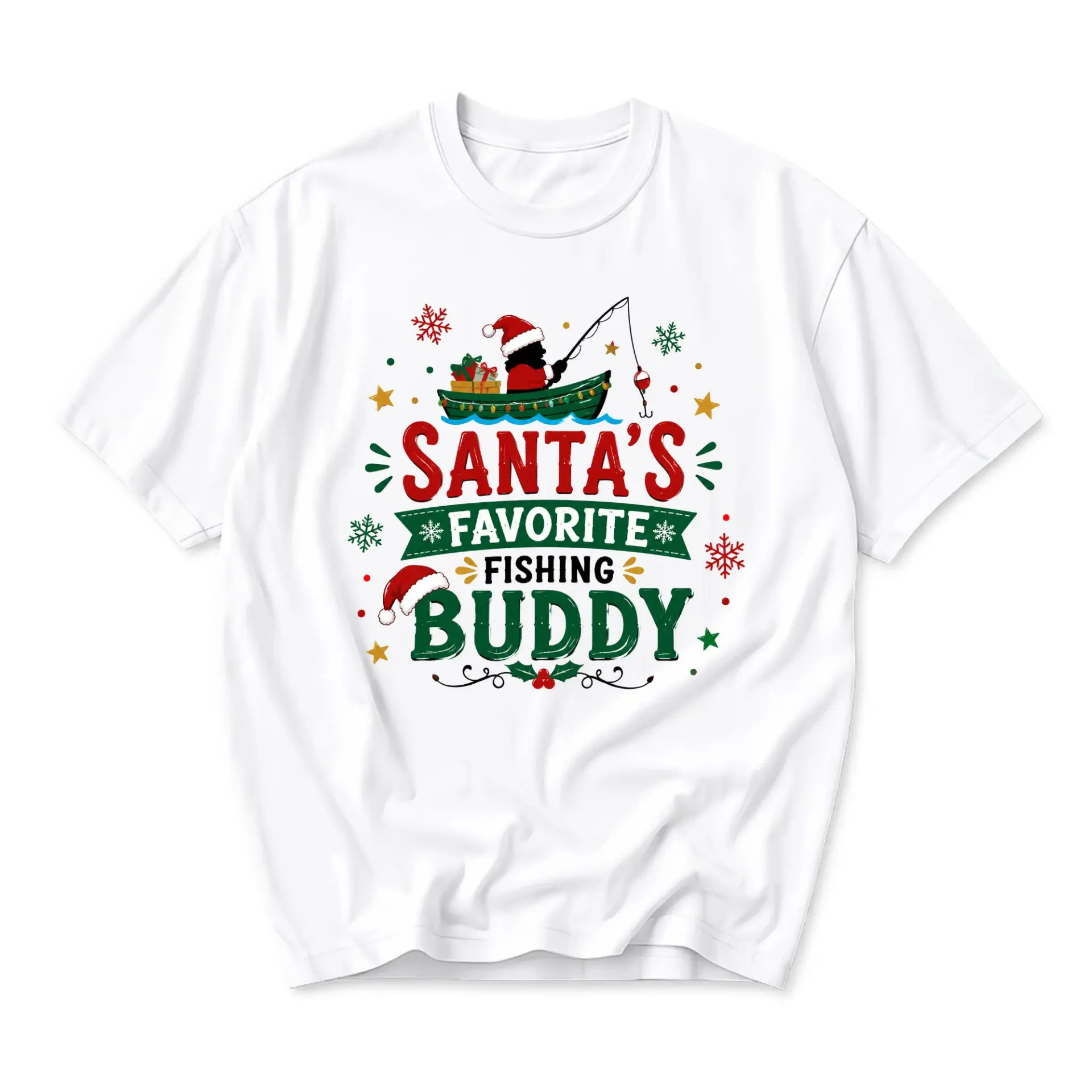 Graphic Tee Santa's Favorite Fishing Holiday Unisex Crew Neck T-Shirt for
