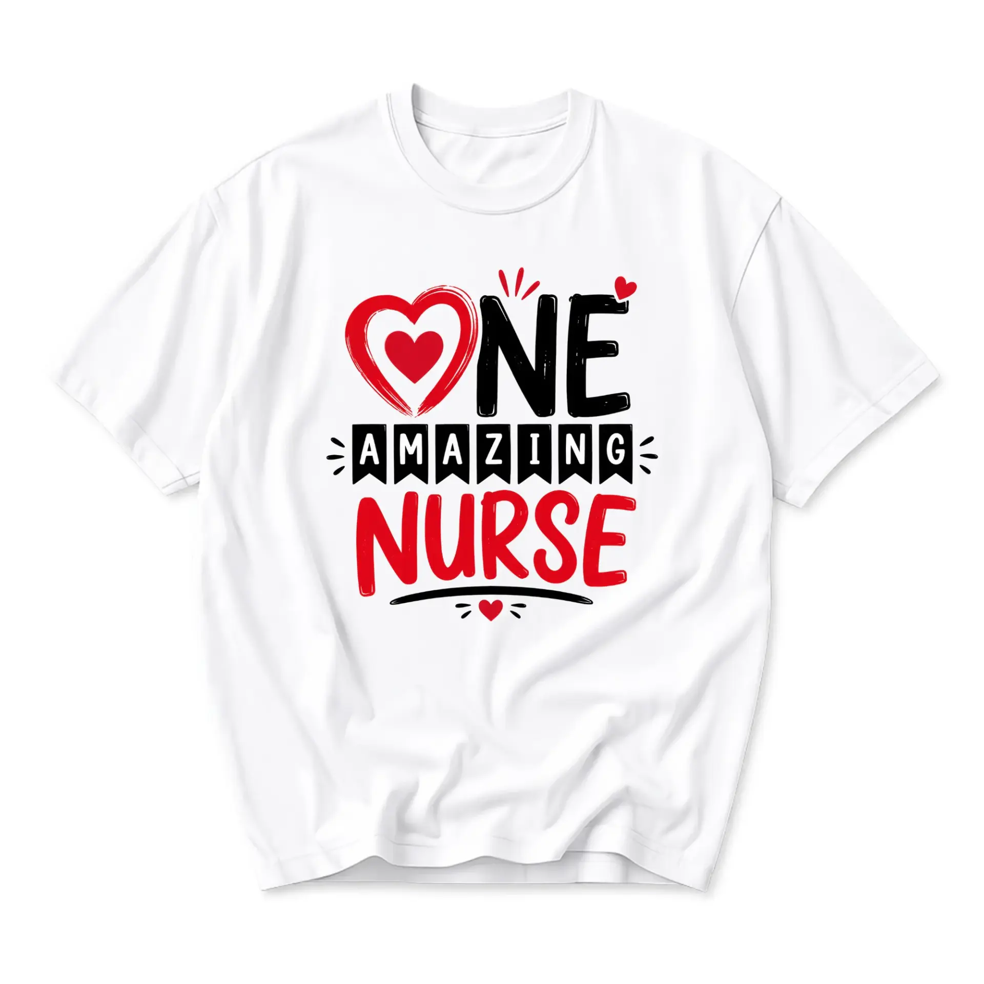 Graphic Tee One Amazing Nurse Heart Design Casual Unisex Crew Neck Shirt for Medical Professionals and Healthcare Workers