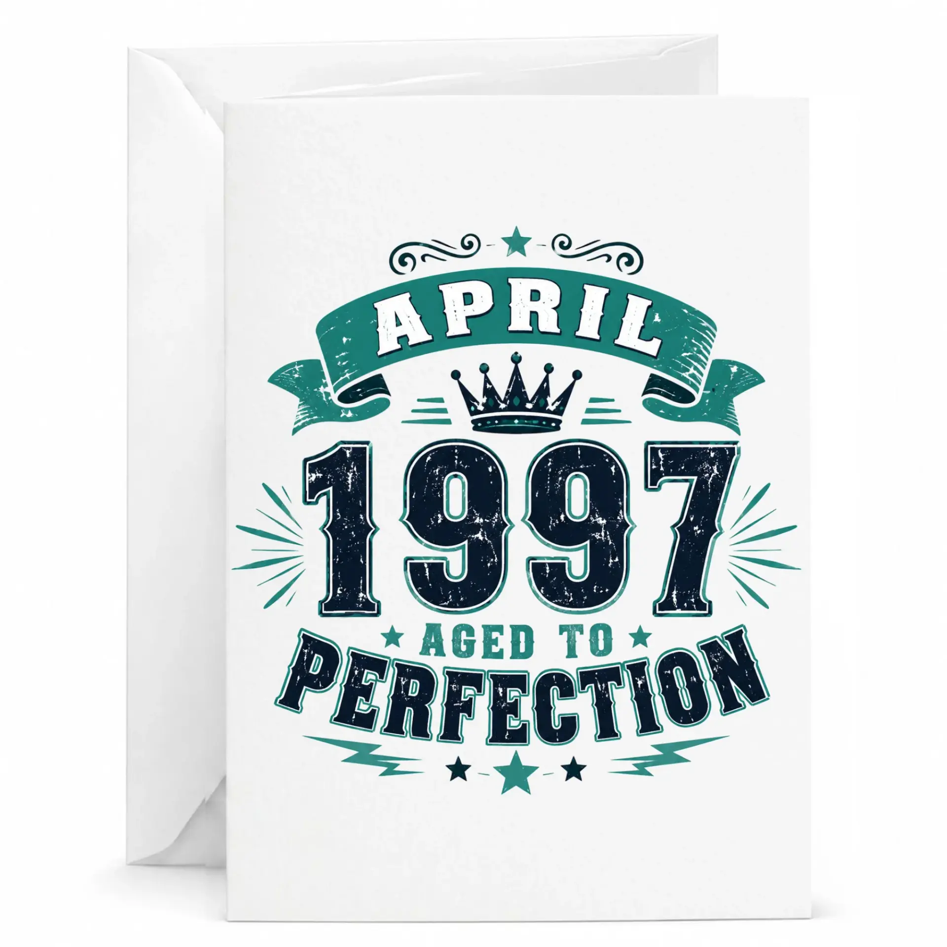 Greeting Card for Birthday Born in April 1997 Aged to Perfection Vintage Style Celebration Card 5x7 Inches