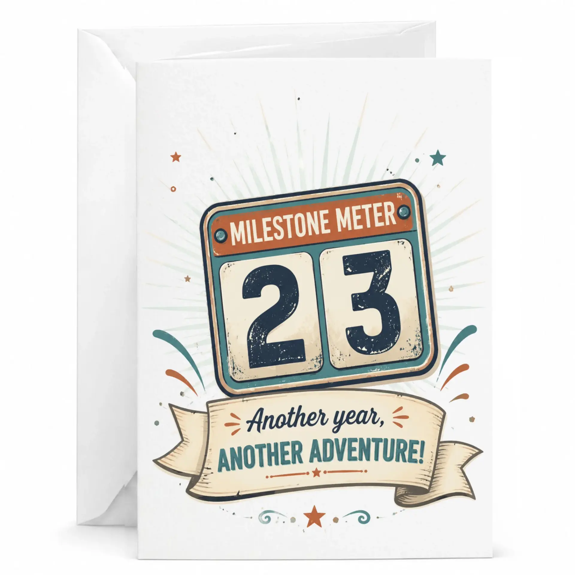 Greeting Card Milestone Meter 23 Another Year Another Adventure Funny Birthday Card for Anyone Celebrating a Special Day