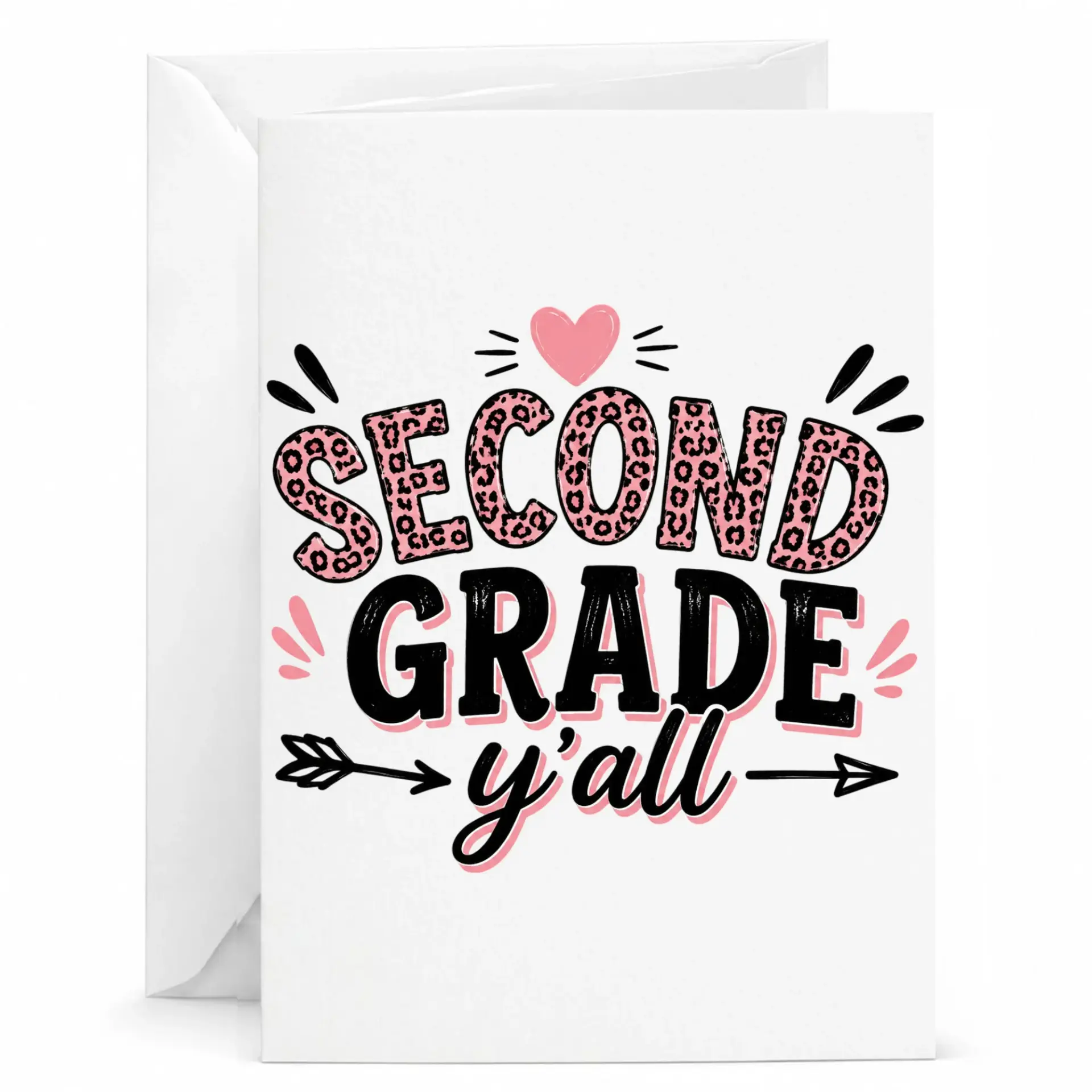Personalized Greeting Card Second Yall Leopard Print Design