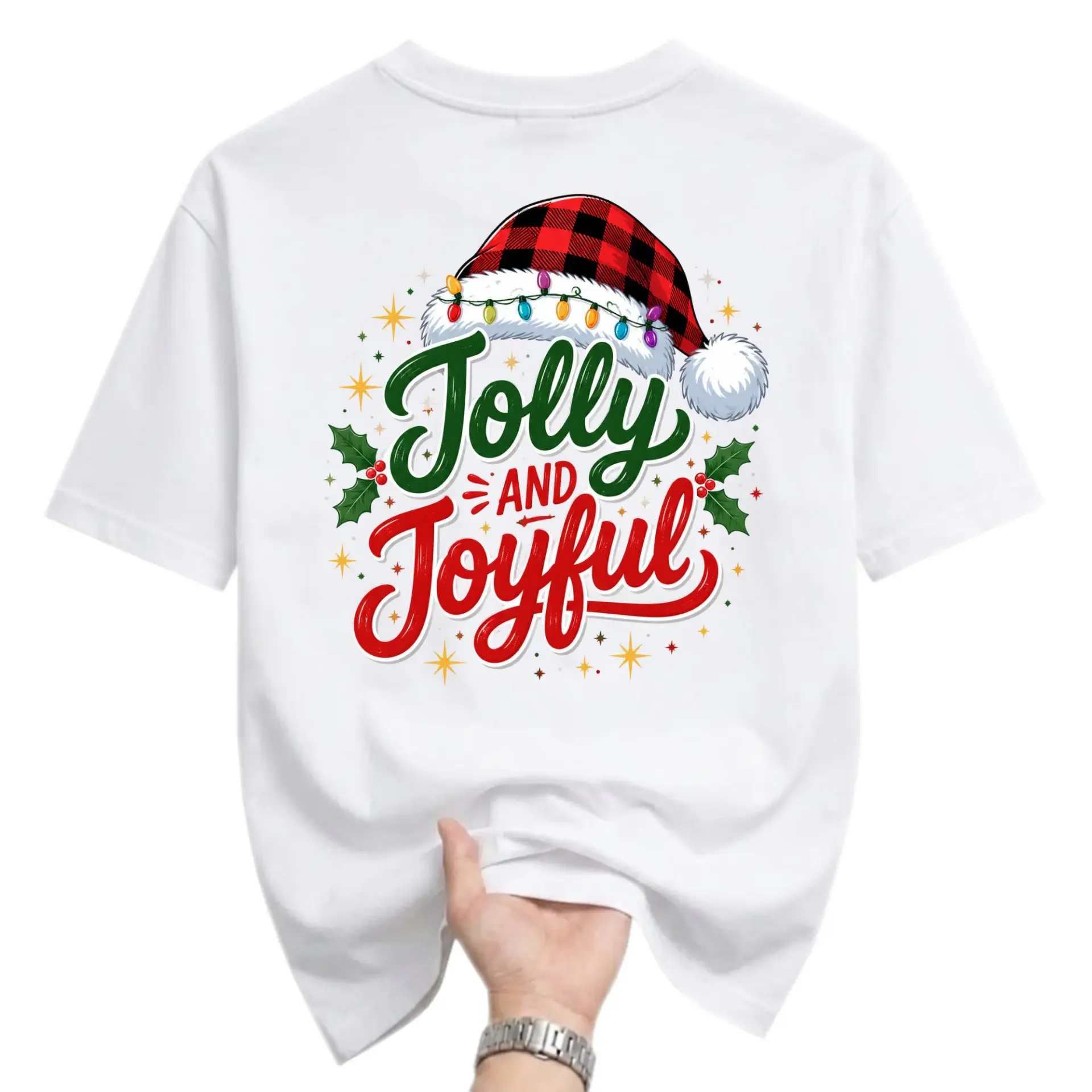 Graphic Tee Jolly and Joyful Holiday Shirt Seasonal Celebration Apparel