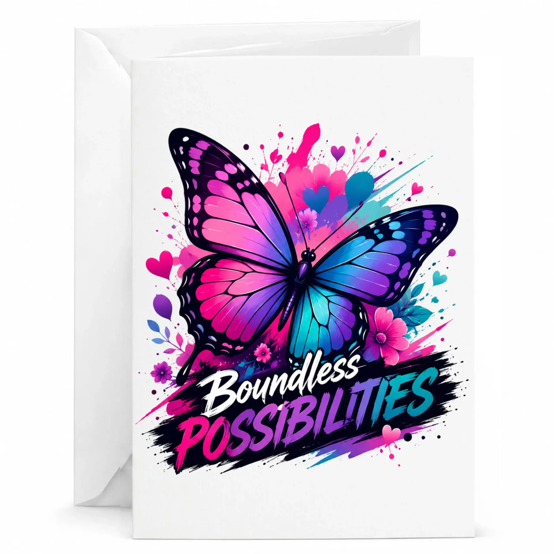 Inspirational Butterfly Greeting Card with Boundless Possibilities Quote for Any Occasion and Personalized Messages