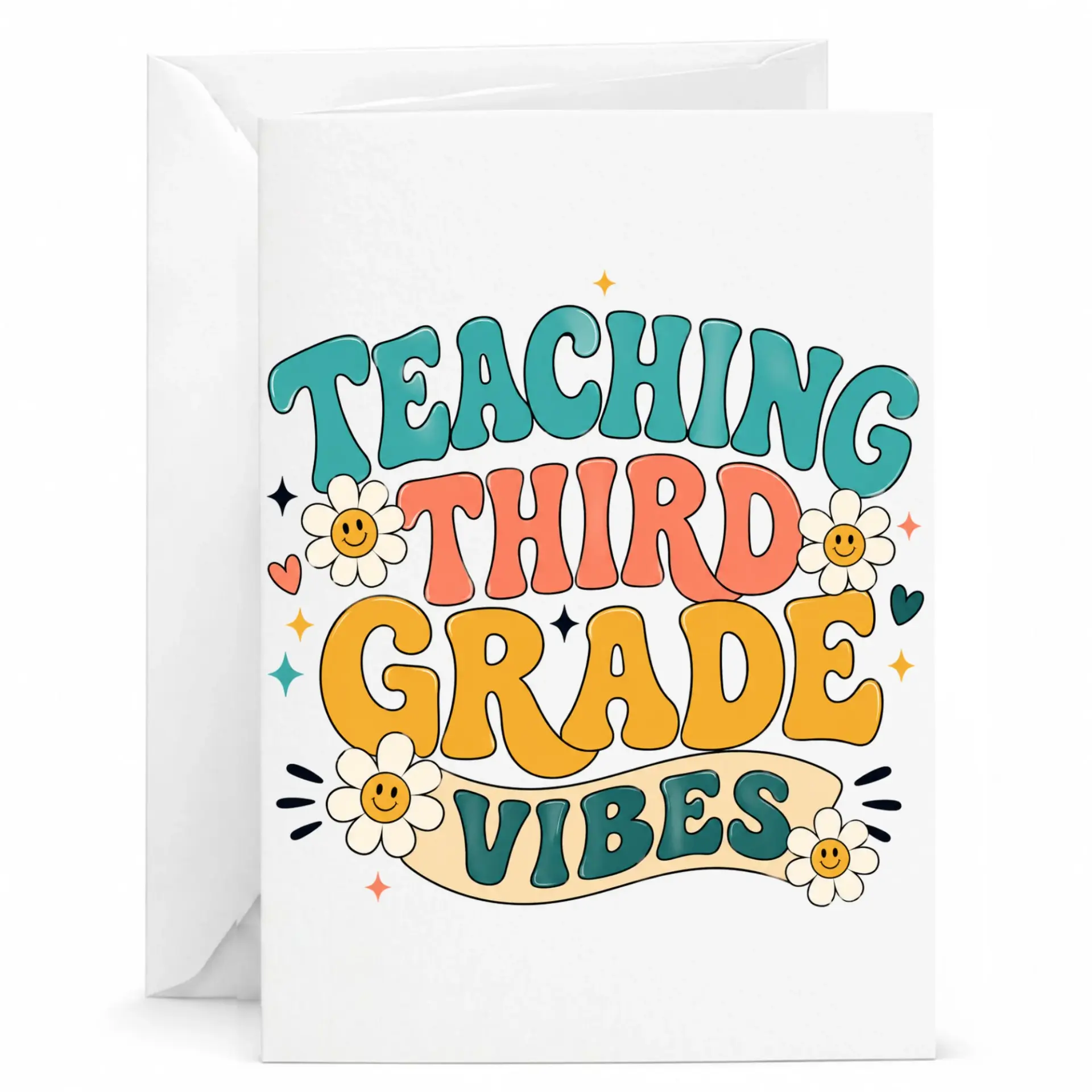 Personalized Greeting Card Retro Teaching Third Vibes Design