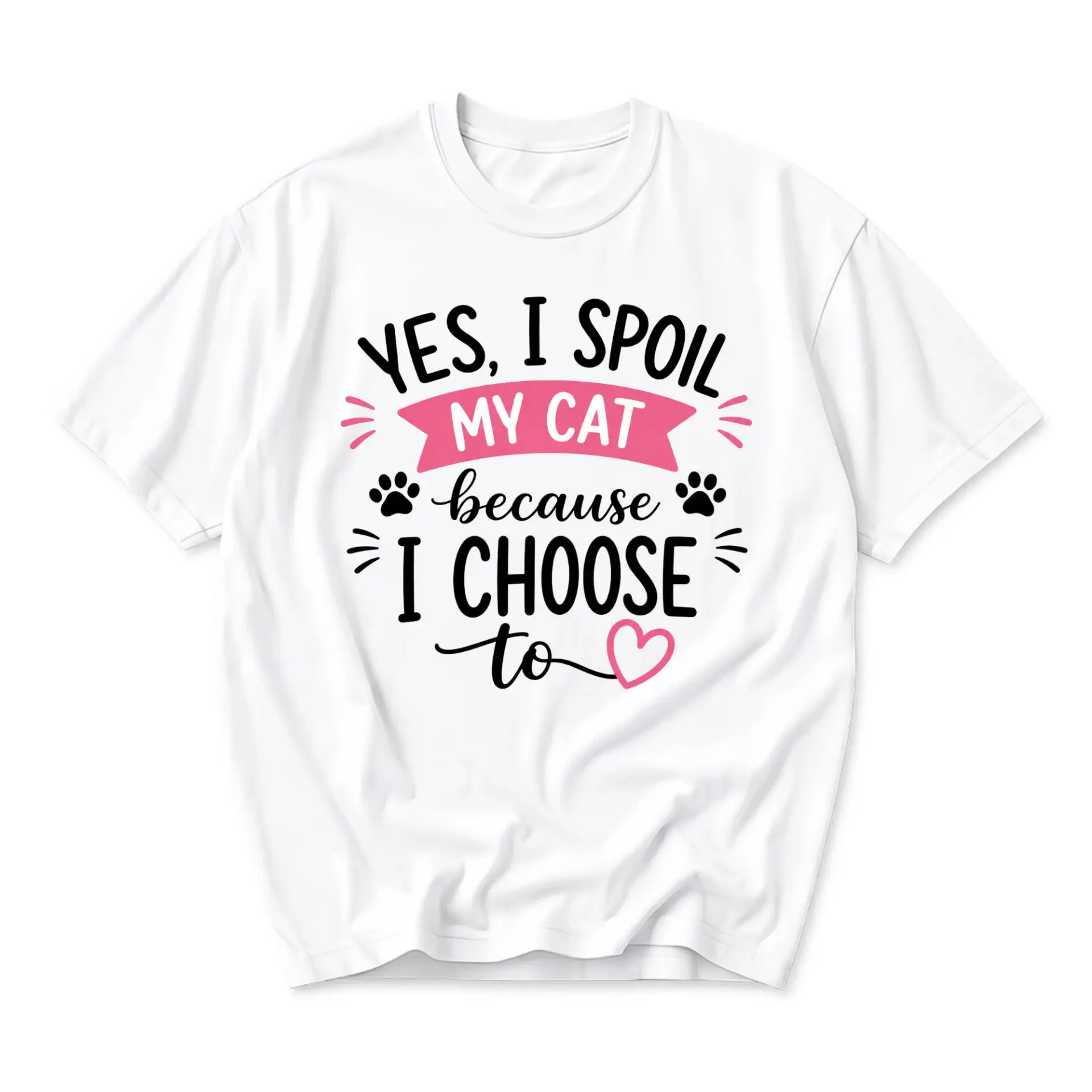 Funny Shirt for Cat Lovers Yes I Spoil My Graphic Tee Casual Everyday Apparel Unisex Crew Neck White Cotton Top