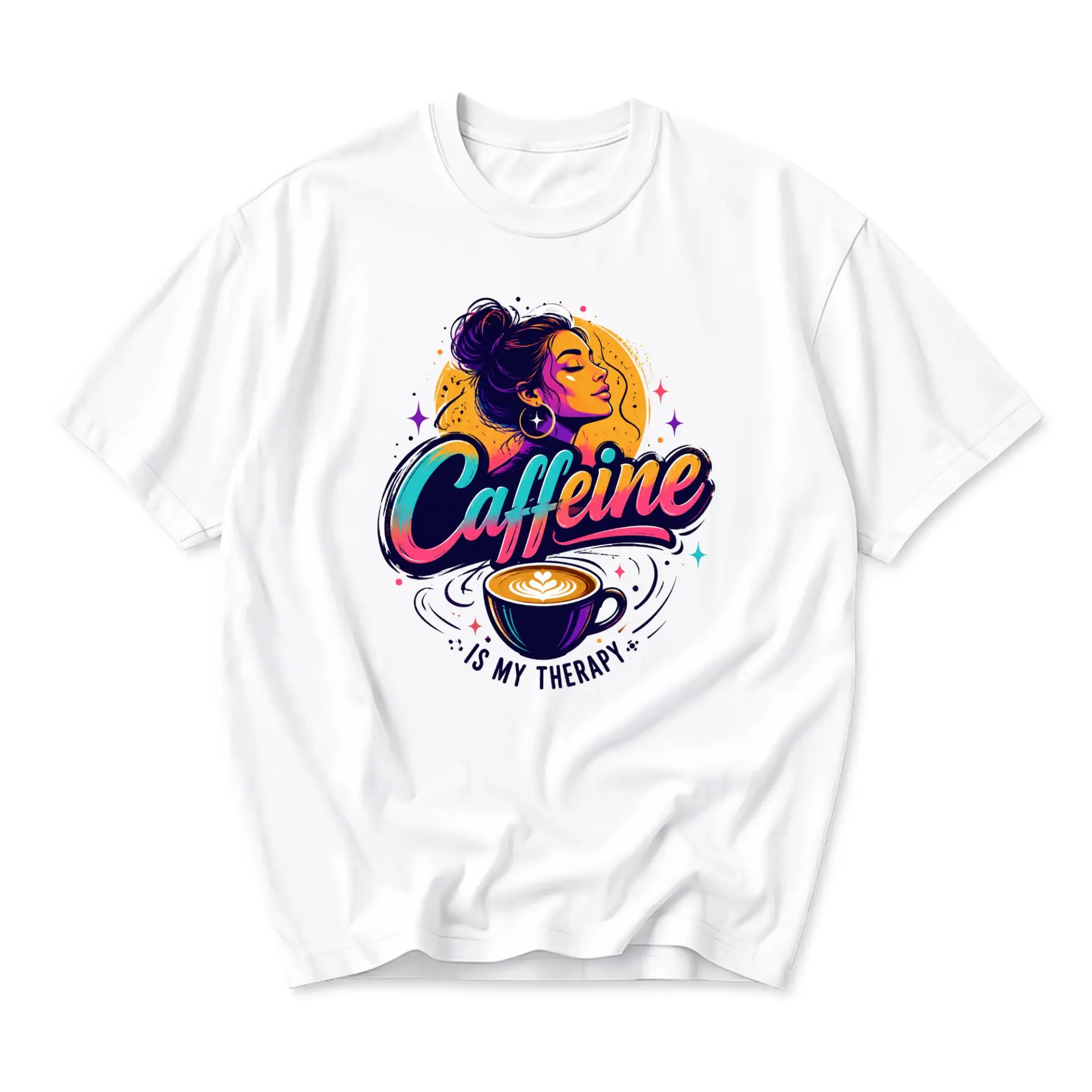 Funny Shirt Caffeine Is My Therapy Graphic Tee Unisex Casual Apparel for Coffee Lovers Everyday Outfit Comfort Cotton