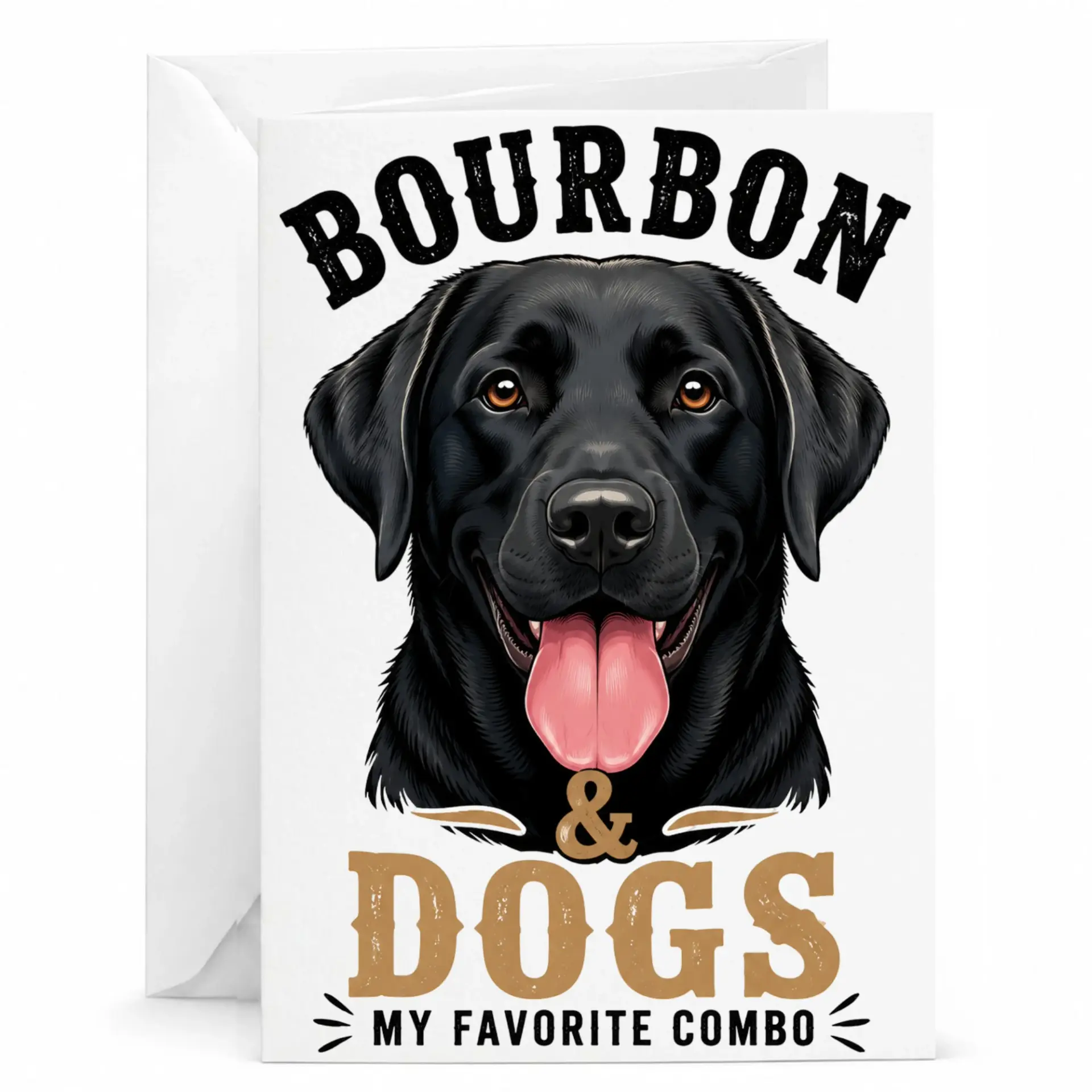 Greeting Card Bourbon and Dogs Funny Retriever Lover Note