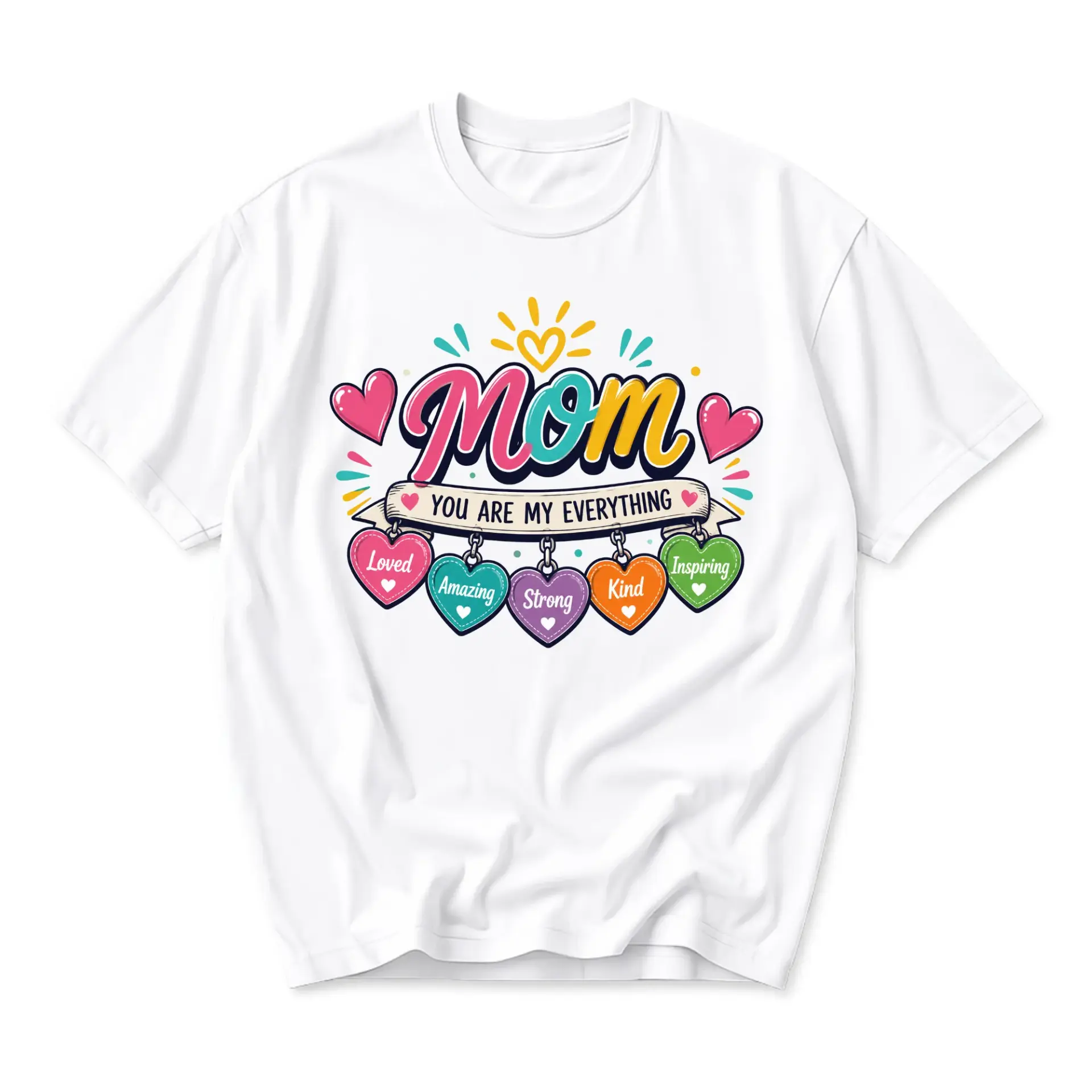 Graphic Tee Mom You Are My Everything Heart Design Casual Unisex Crew Neck Short Sleeve Soft Cotton Top