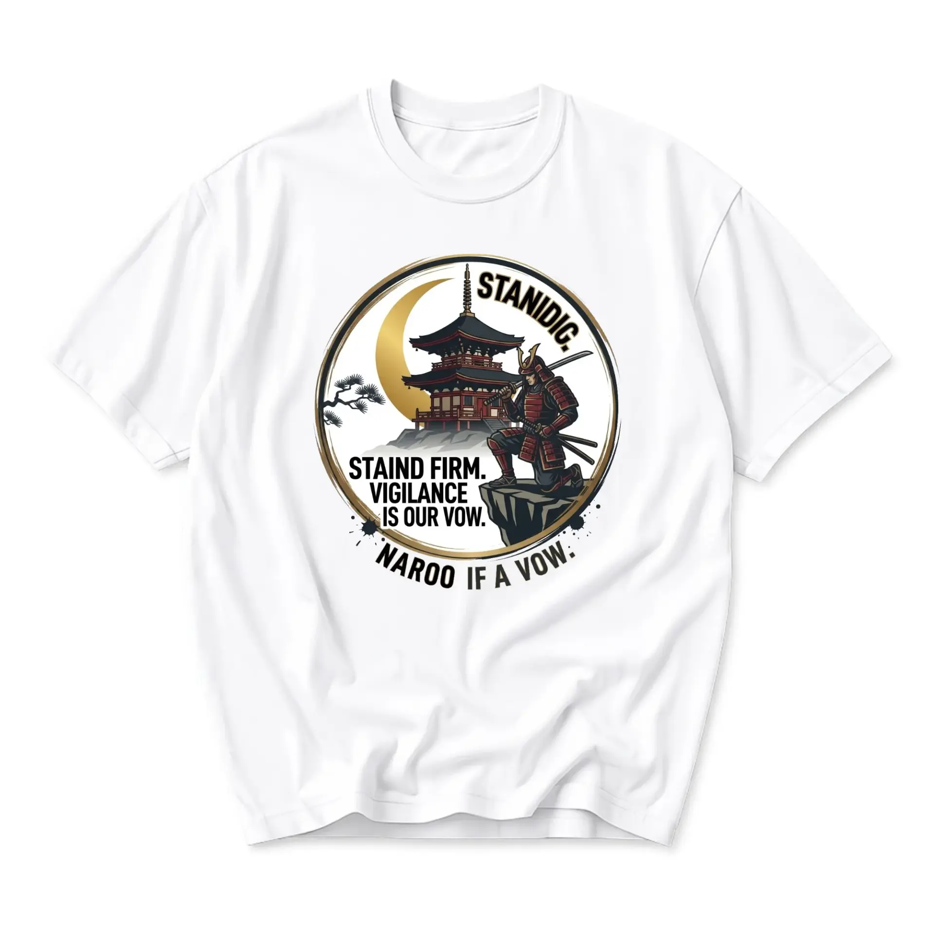 Funny Shirt Samurai Warrior Graphic Tee Japanese Style Temple Art Casual Top for Men and Women Streetwear Apparel