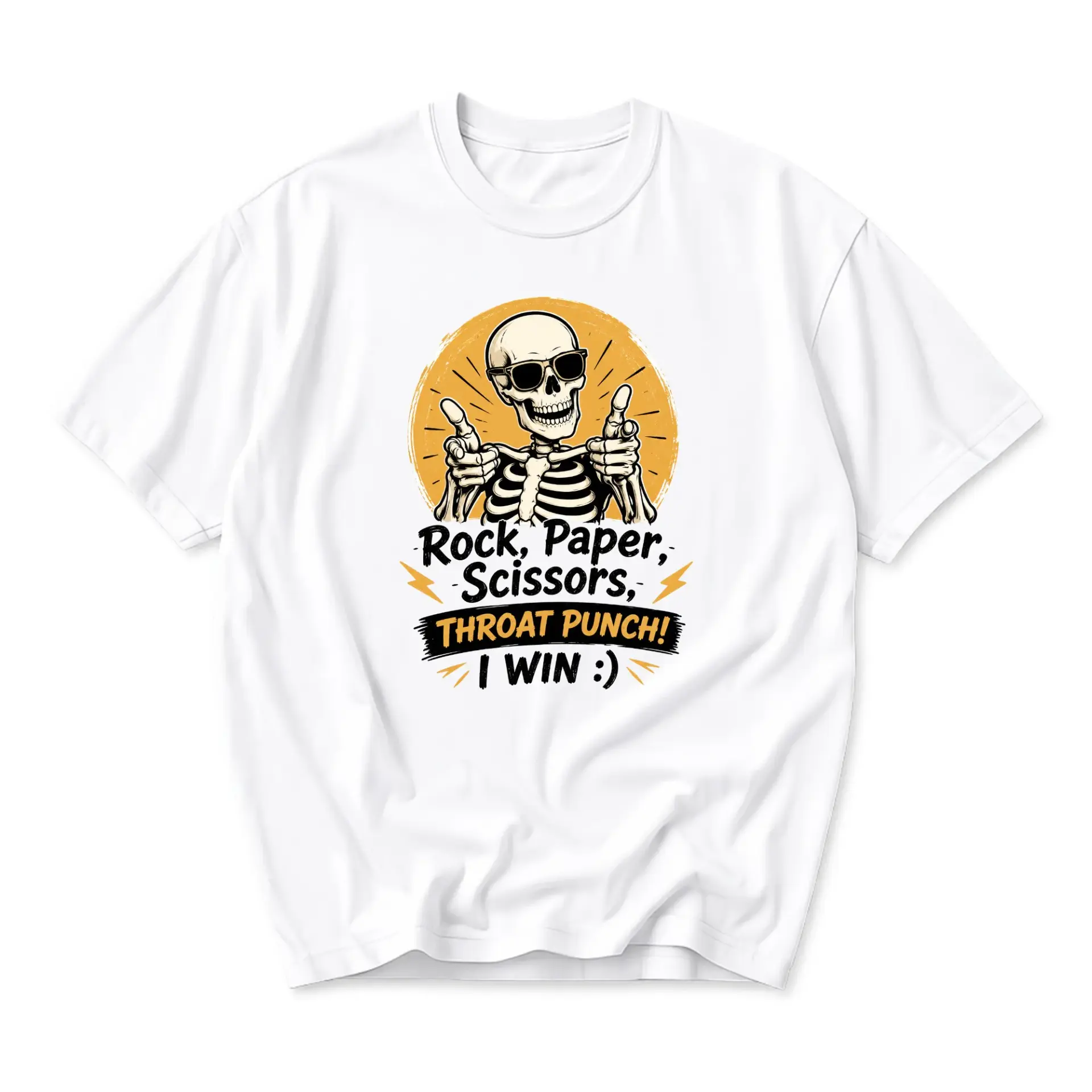 Funny Shirt Rock Paper Scissors Throat Punch Graphic Tee Unisex Casual Crew Neck Comfortable Cotton Blend Top