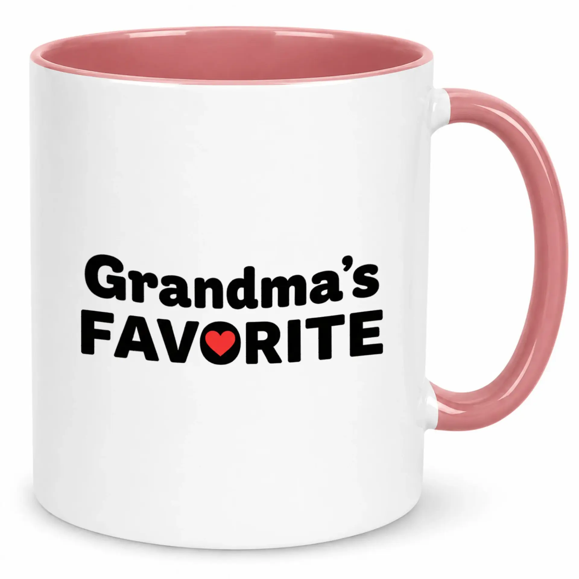 Coffee Mug for Grandma's Favorite Premium Ceramic Drinkware with Two- Pink Handle & Interior Sentimental Gift Grandmother