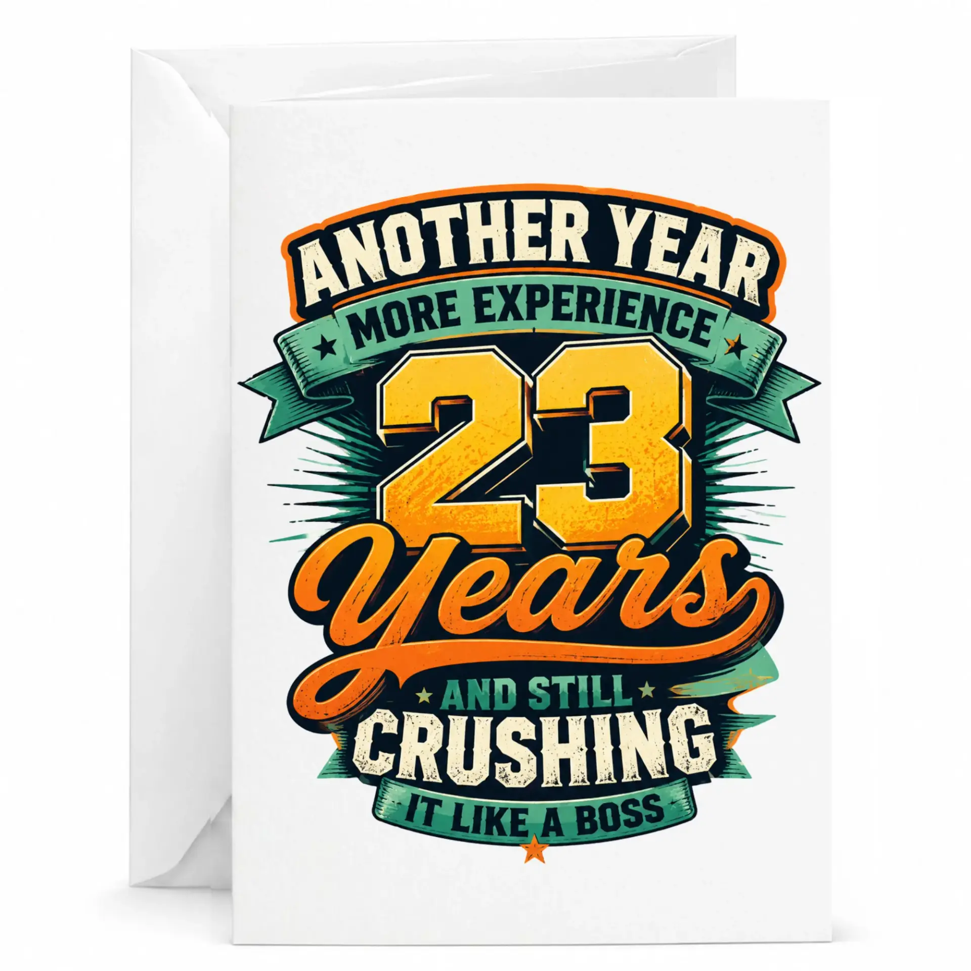 Birthday Card for 23rd Birthday Funny Retro Style Greeting Card with Envelope for Him or Her Turning Twenty Three