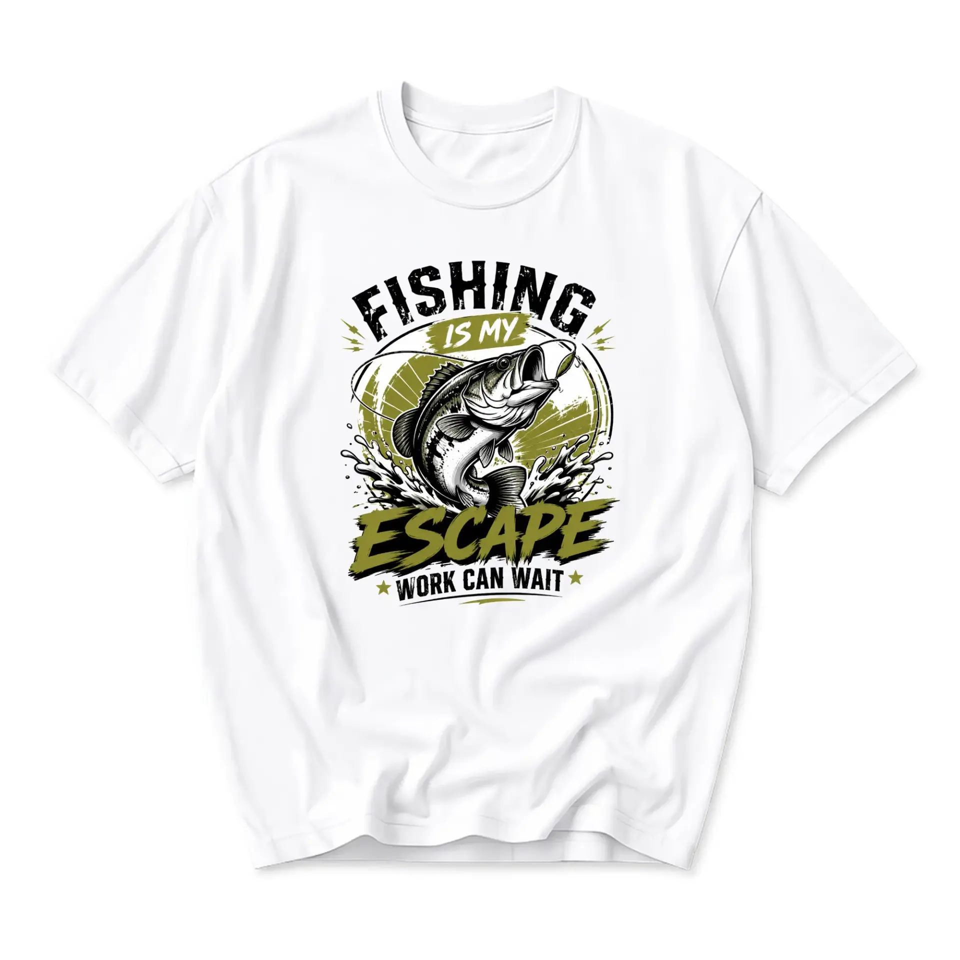 Fishing Is My Escape Graphic Tee Unisex Crew Neck Short Sleeve Casual