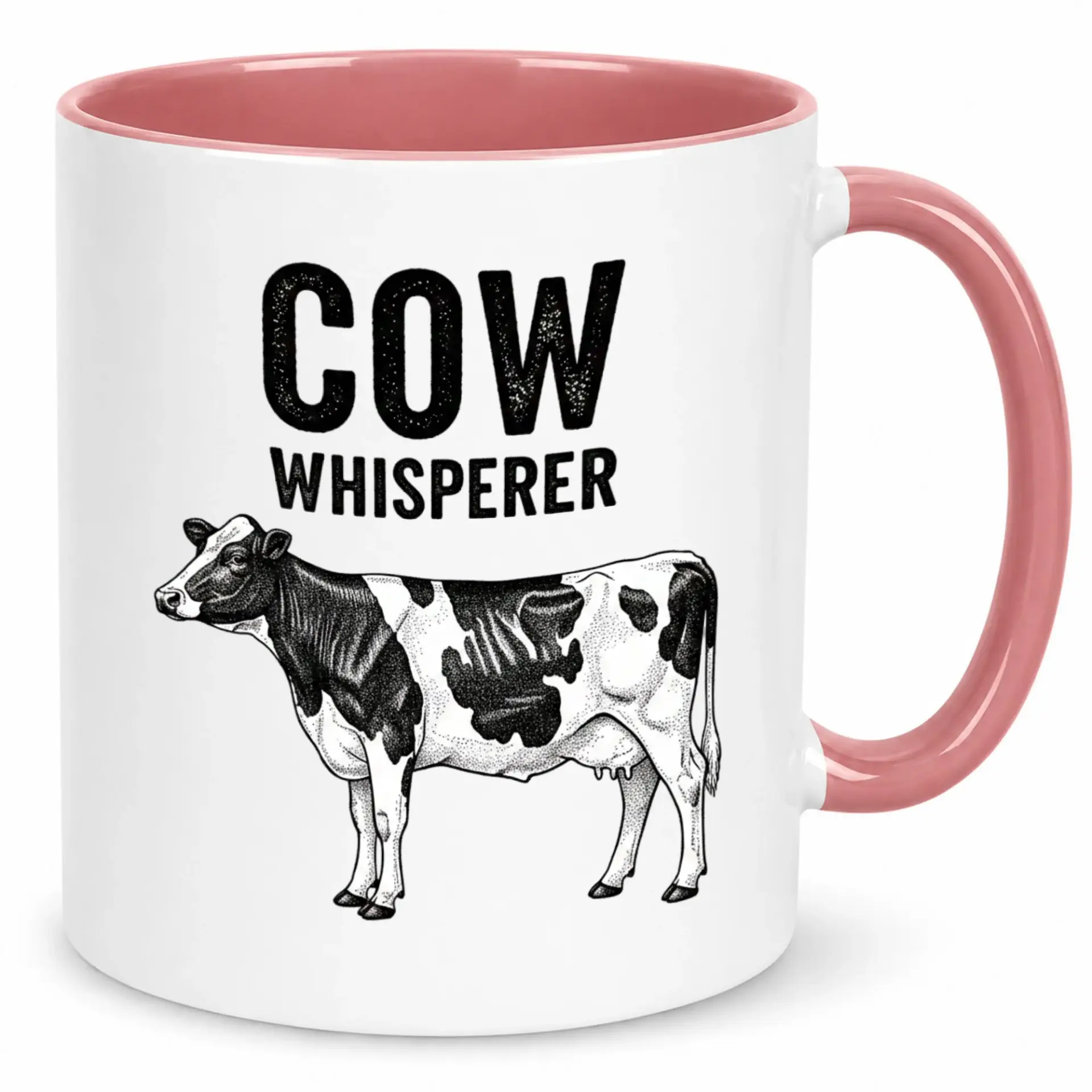 Funny Cow Whisperer Ceramic Coffee Mug with Bovine Illustration Unique Farm Animal Themed Drinkware for Her or Him 11 Oz
