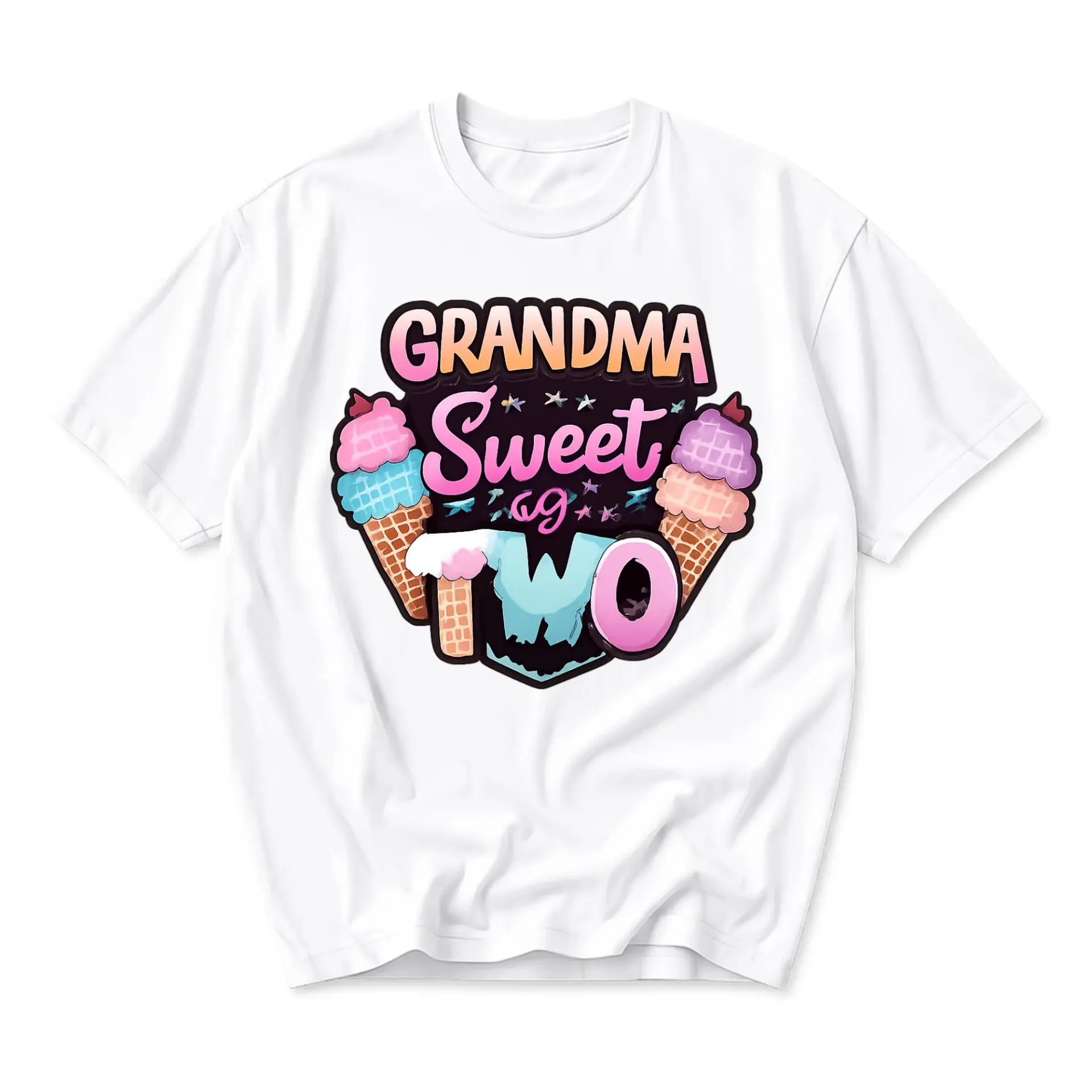 Funny Shirt Grandma Sweet as Two Graphic Tee Unisex Cotton Crew Neck Casual Summer Short Sleeve Novelty Fashion Top