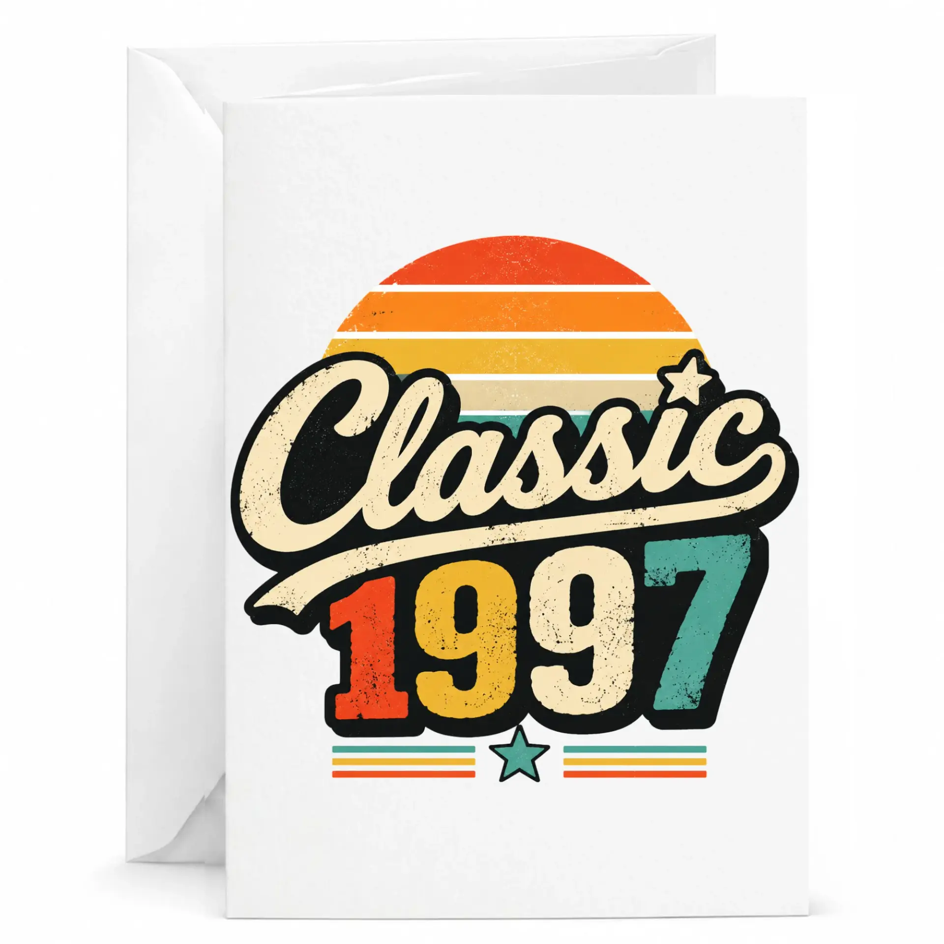 Birthday Card Classic 1997 Vintage Retro Style Greeting Card for Birthday Milestone Celebration with Included White Envelope