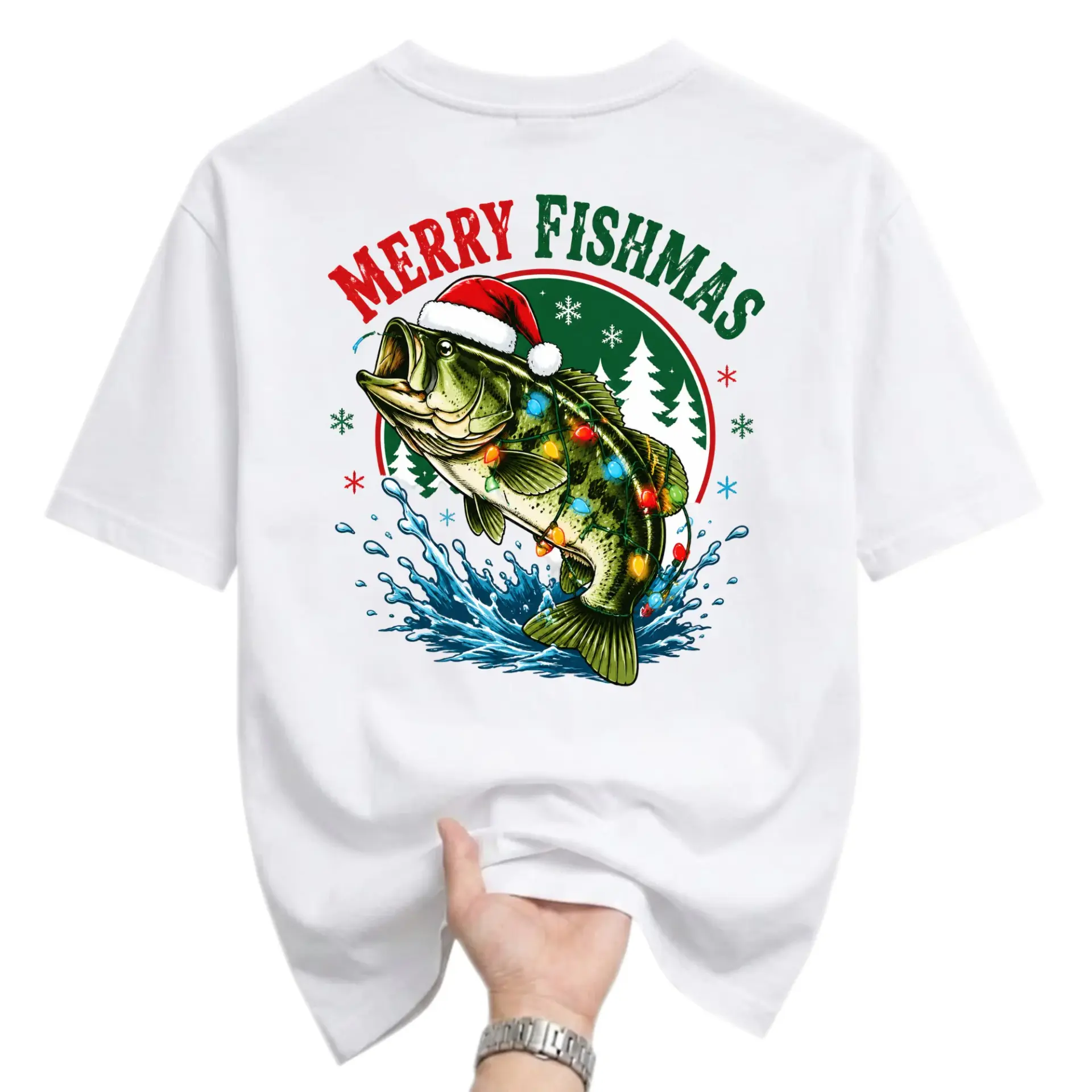 Funny Shirt Merry Fishmas Holiday Graphic Tee Unisex Casual Apparel for Fishing Enthusiasts and Seasonal Wear