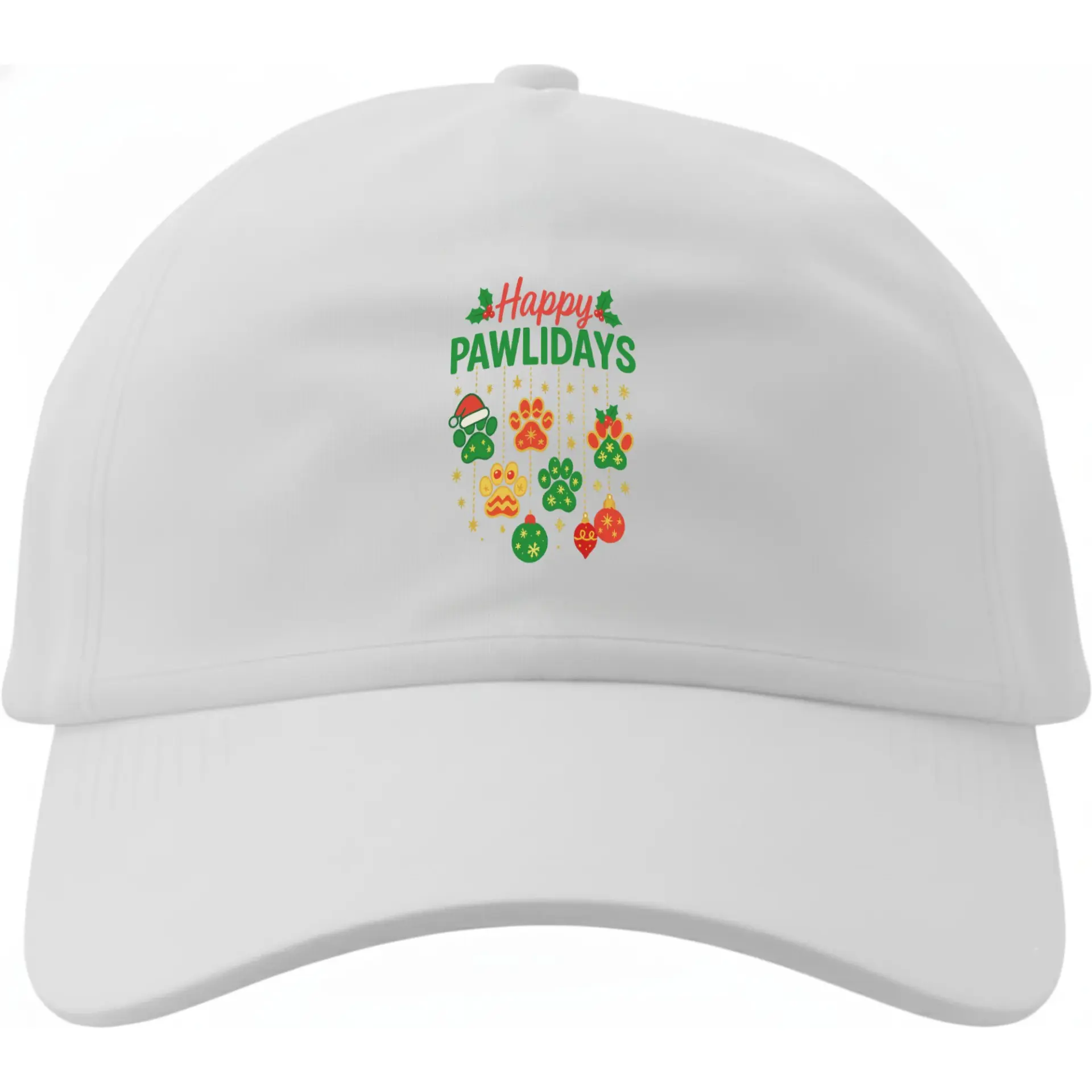 Dad Hat Happy Pawlidays Christmas Baseball Cap Festive Holiday Pet Lover Print Adjustable Low Profile Cotton Hat