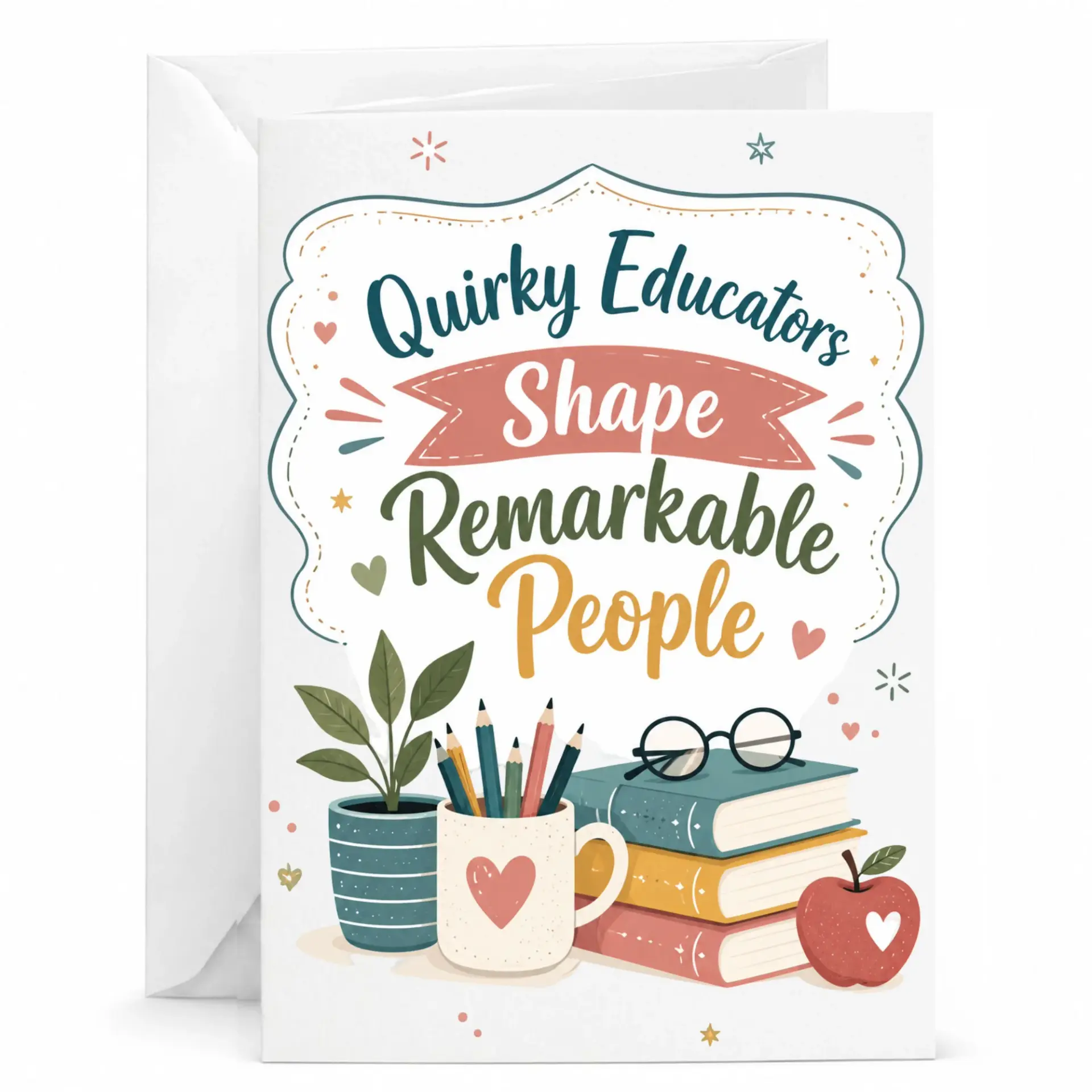 Greeting Card Quirky Educators Shape Remarkable People Professional Appreciation Note for Teacher