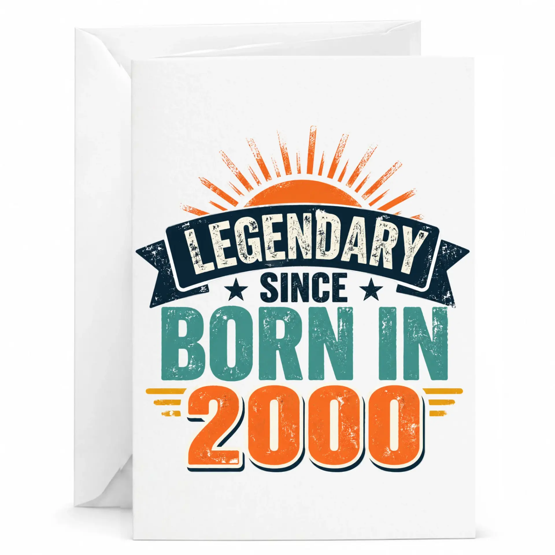Birthday Card Legendary Since Born in 2000 Vintage Style Greeting Card for Milestone Year Anniversary Celebration