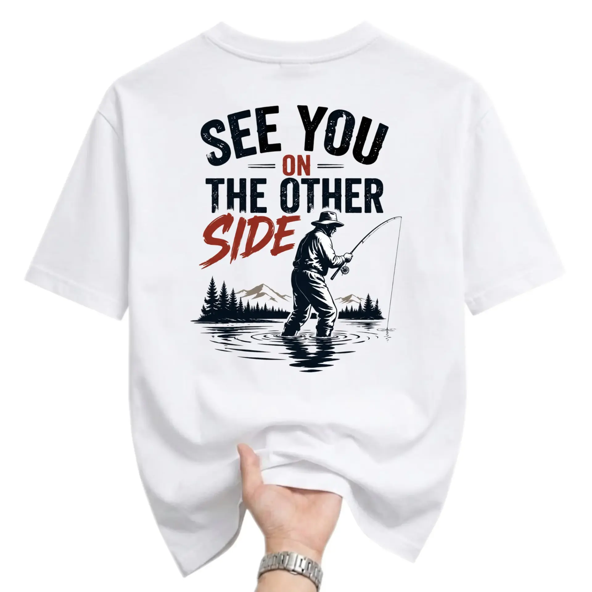 Graphic Tee See You on the Other Side Fishing Illustration Unisex Crew Neck Everyday Casual Short Sleeve Shirt