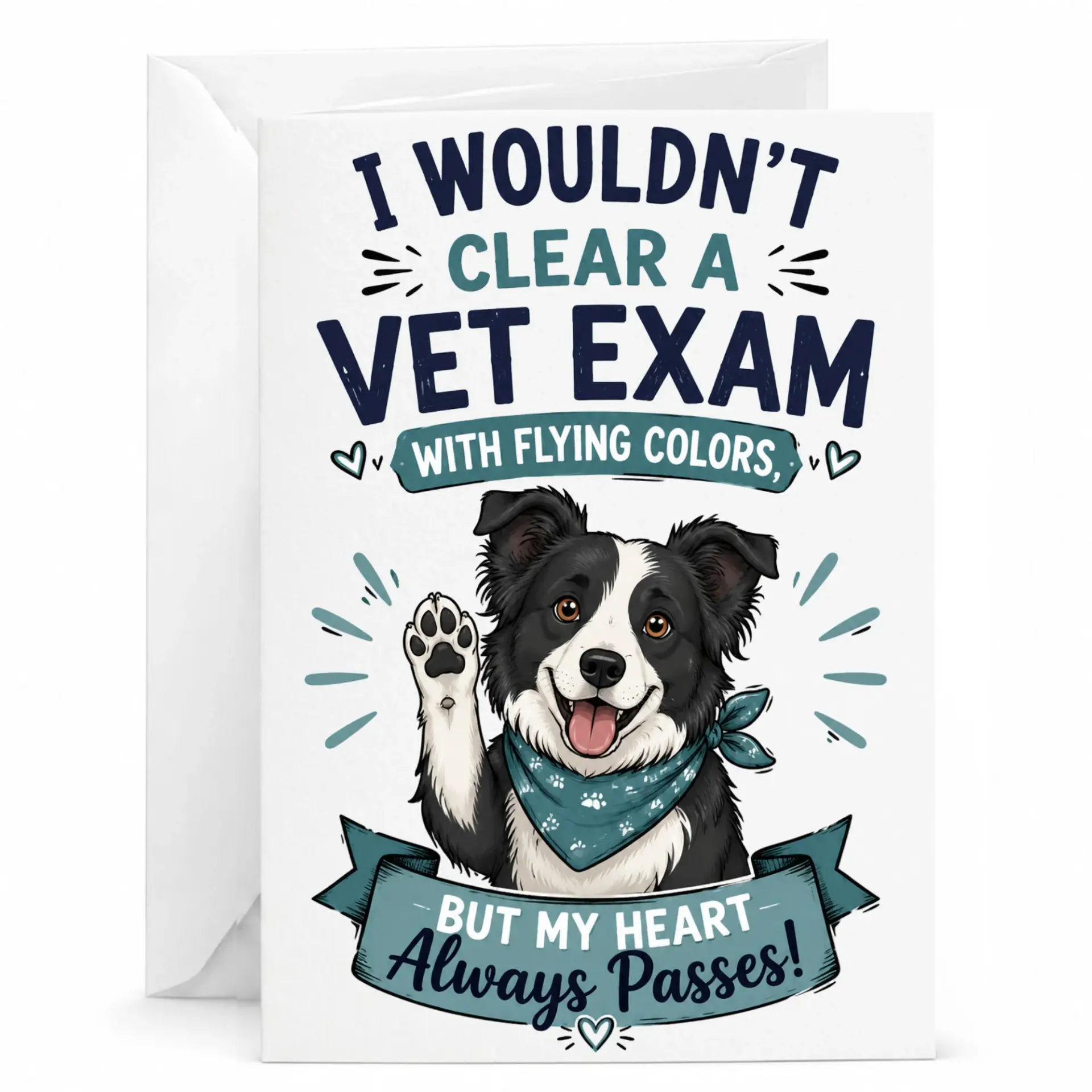 Funny Dog Greeting Card for Pet Lovers Featuring Cute Border Collie Illustration with Heartfelt Sentiment