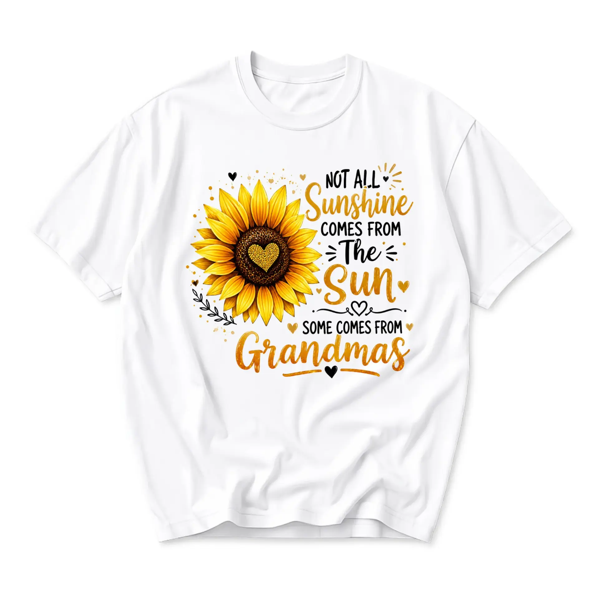 T-shirt Sunflower Graphic Tee Featuring Heartfelt Floral Illustration and