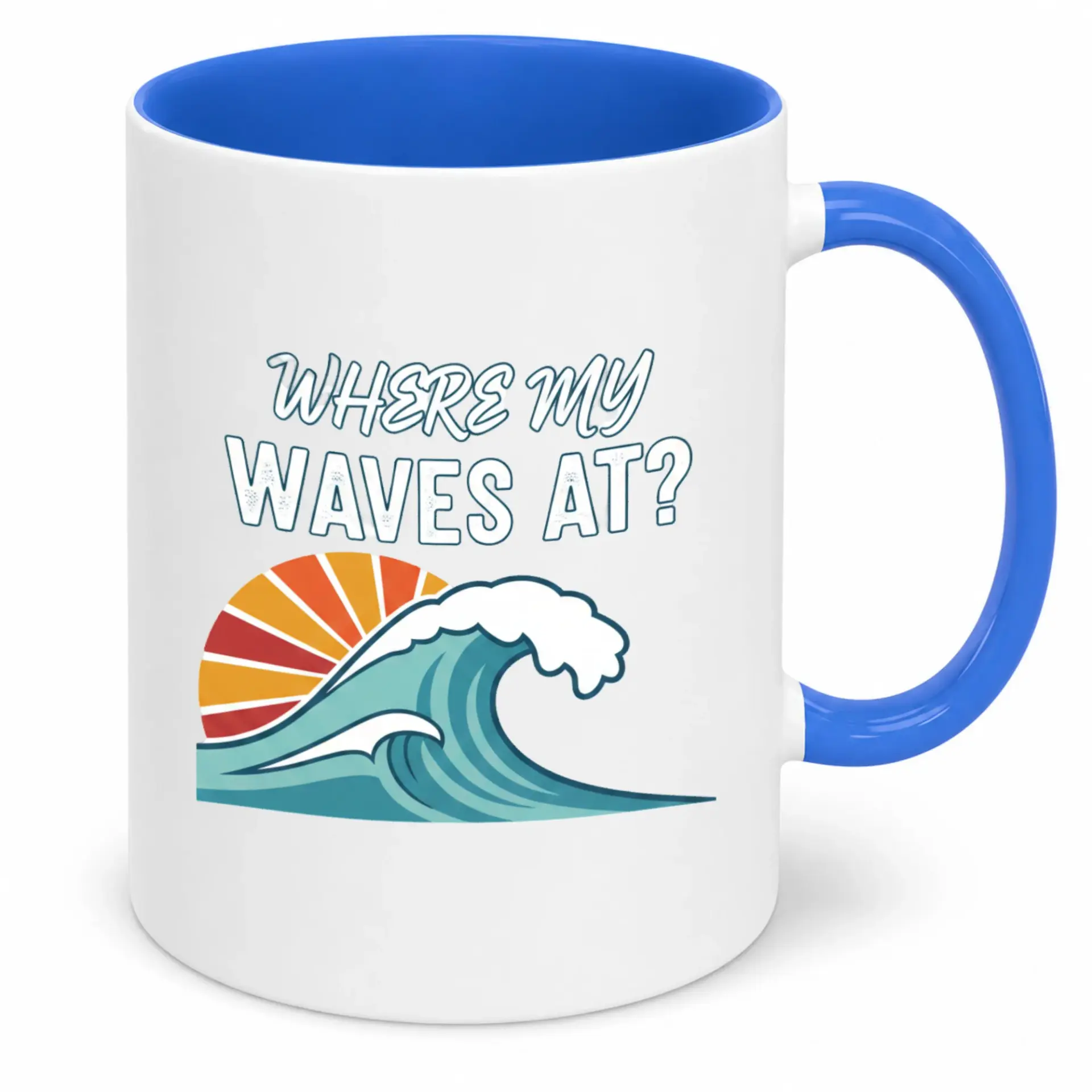 Funny Coffee Mug for Beach Lovers, Ceramic Ocean Wave Design Drinking Cup, Summer Surf Enthusiast Gift, Unique Hot Beverage Mug