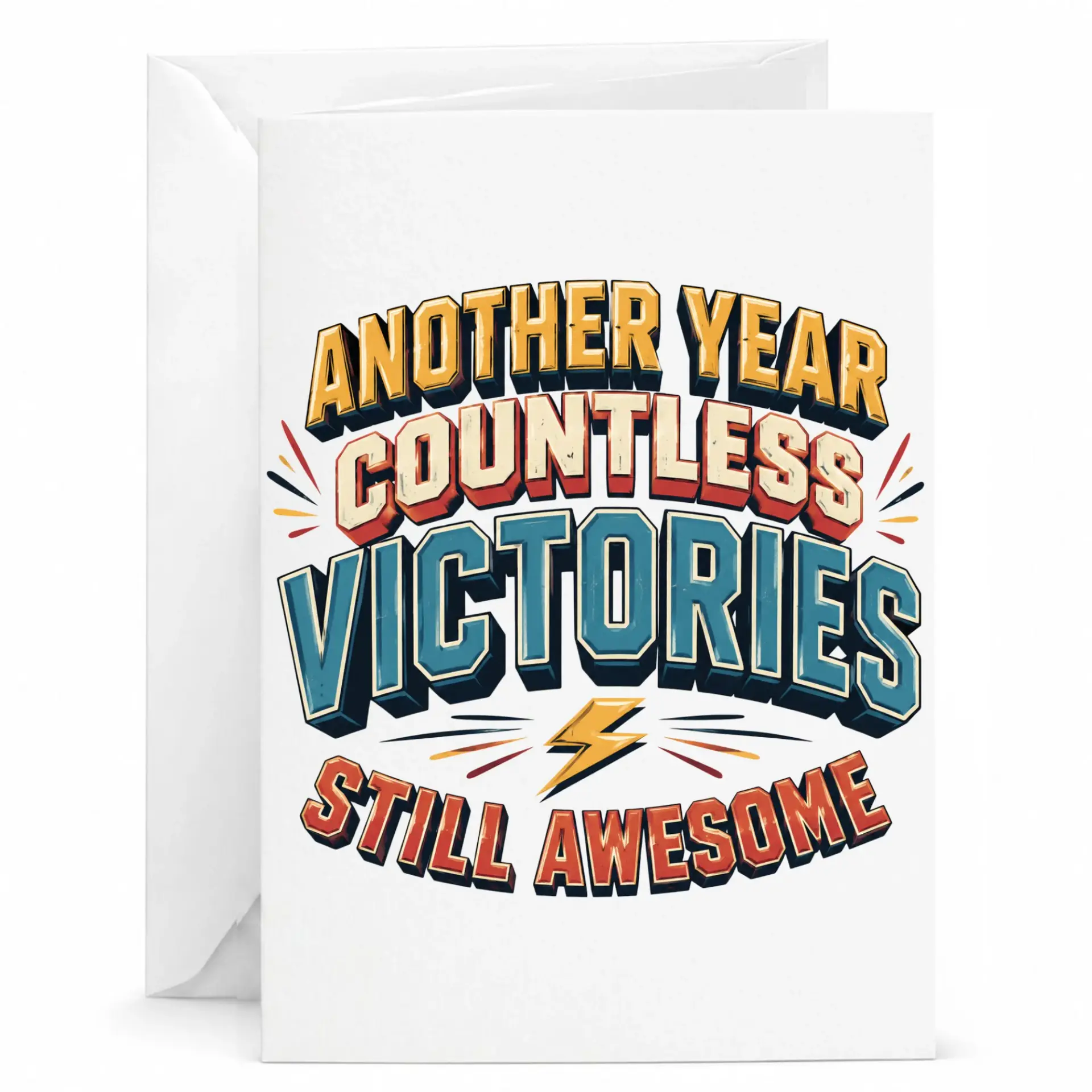 Birthday Card Encouragement Greeting Card with Bold Typography and Retro Style Design for Celebrating Personal Victories