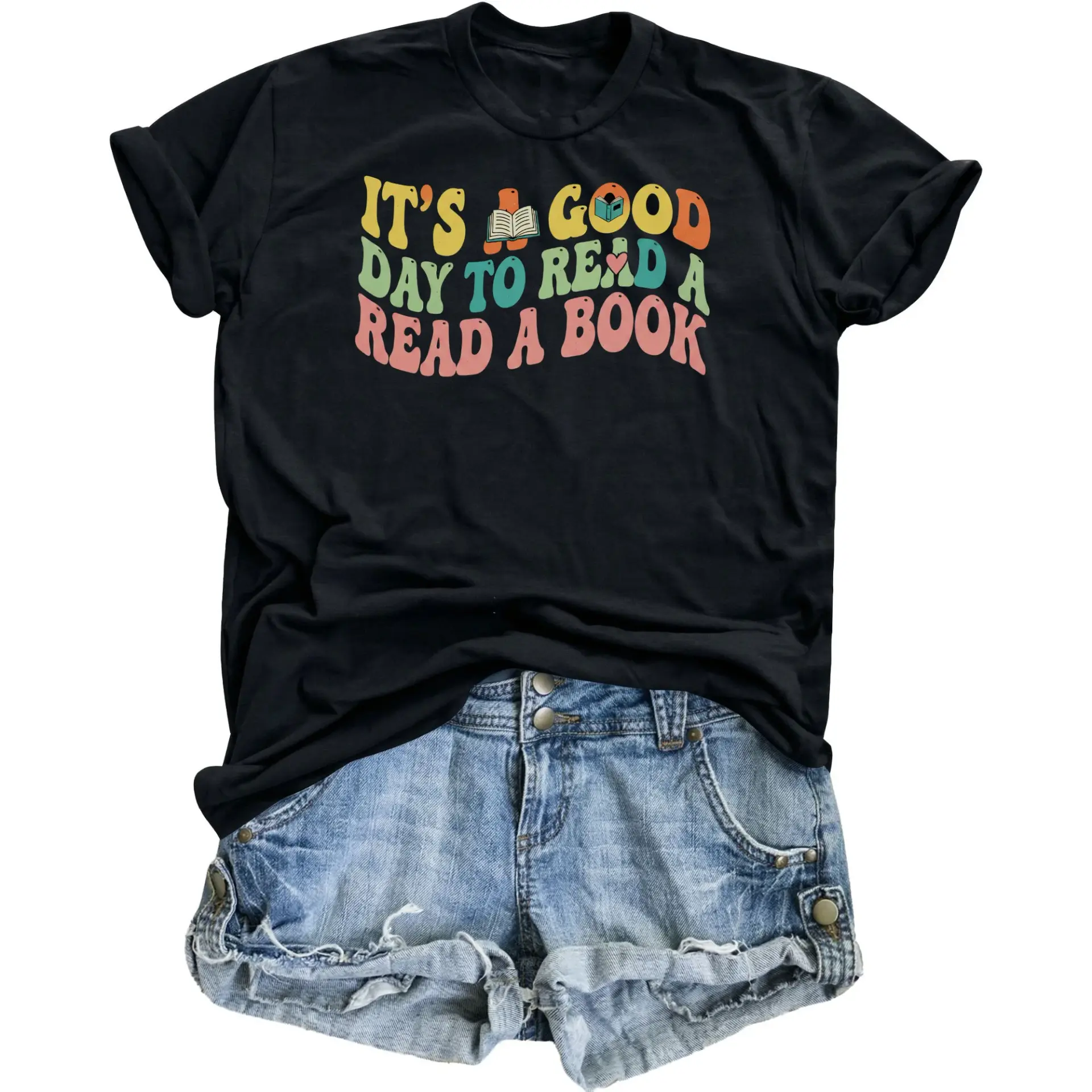 Graphic Tee It Is a to Read a Book Retro Style Unisex Crew Neck Short Sleeve Casual Cotton Blend Shirt