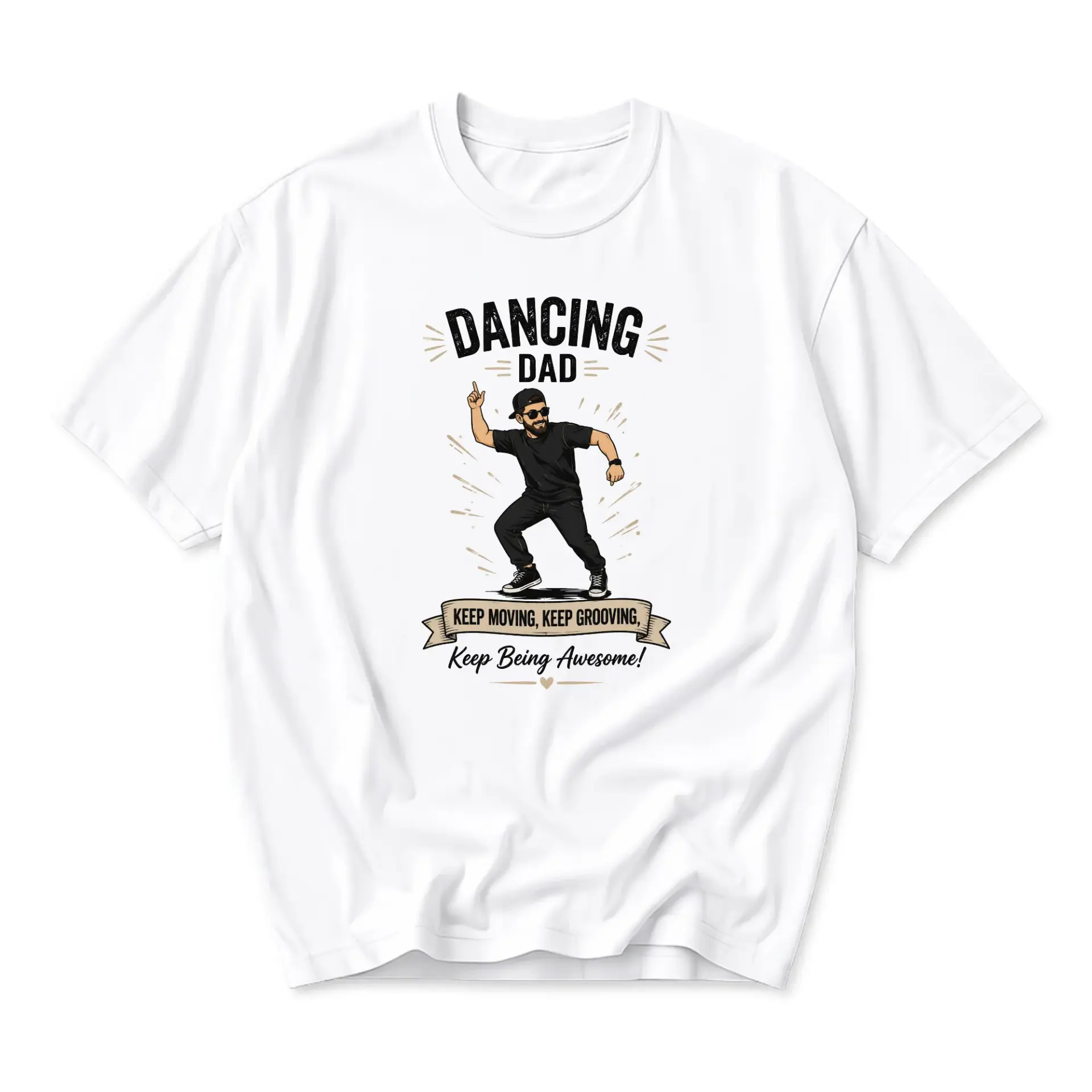 Graphic Tee Dancing Dad Keep Grooving Being Awesome Unisex Casual Everyday Crew Neck Shirt