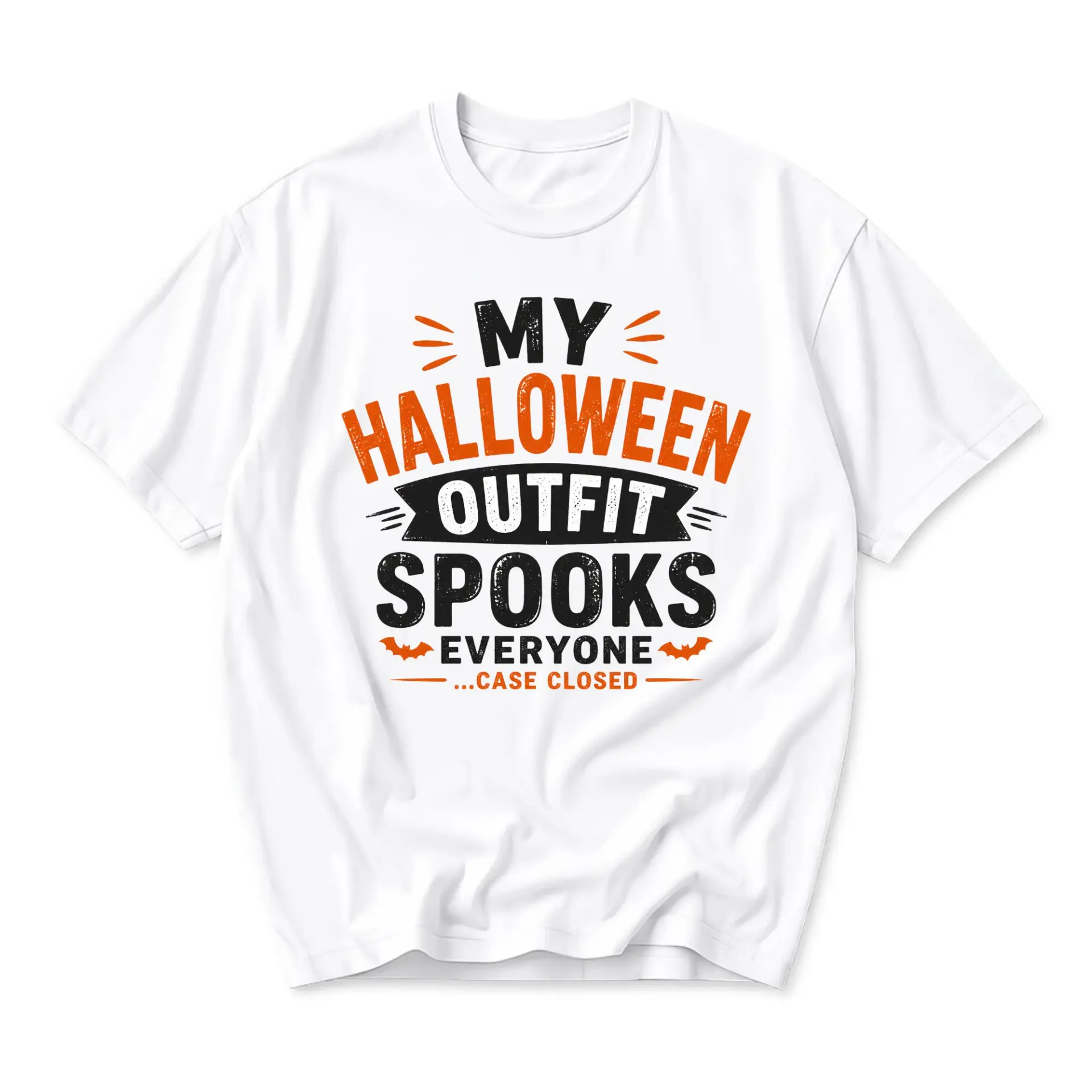 Funny Shirt My Halloween Outfit Spooks Everyone Case Closed Unisex Graphic Tee Seasonal Holiday Festive Top White