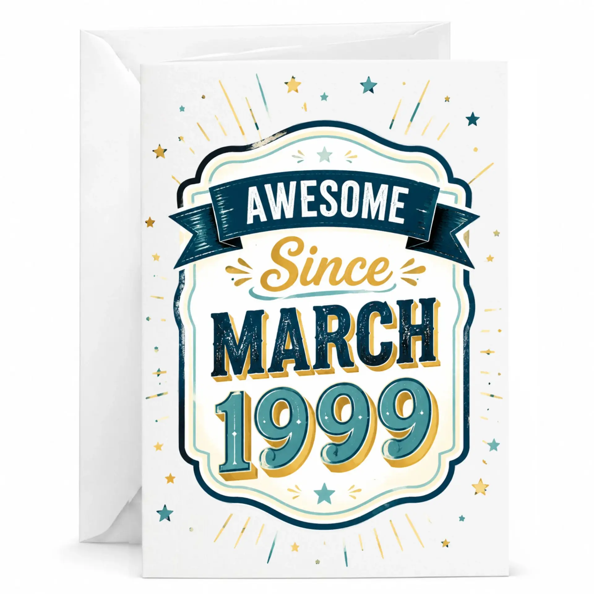Birthday Card Awesome Since March 1999 Vintage Style Greeting Card for Milestone Celebrations and Birth Anniversary