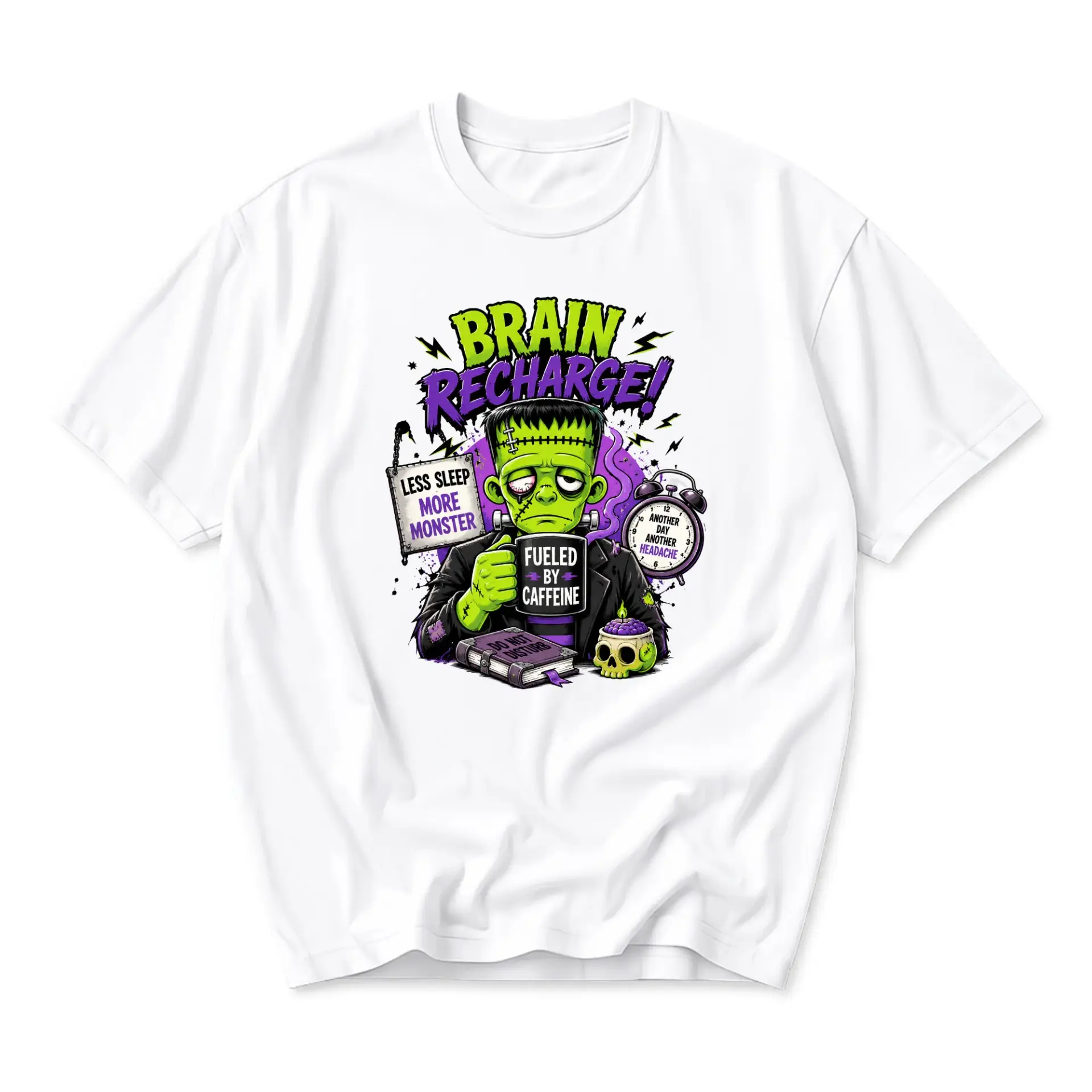 Funny Shirt Brain Recharge Graphic Tee Unisex Crew Neck Casual Cotton Blend Top for Everyday Wear and Self Expression