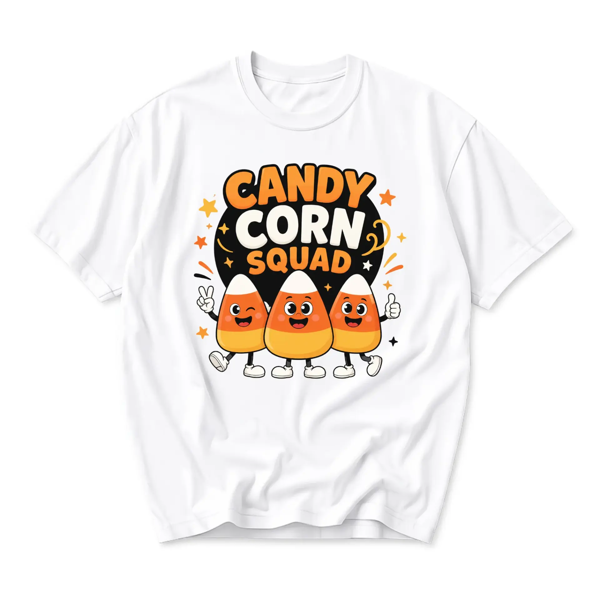 Graphic Tee Candy Corn Squad Unisex T-Shirt Funny Fall Season Apparel Casual Crew Neck Seasonal Graphic Top White