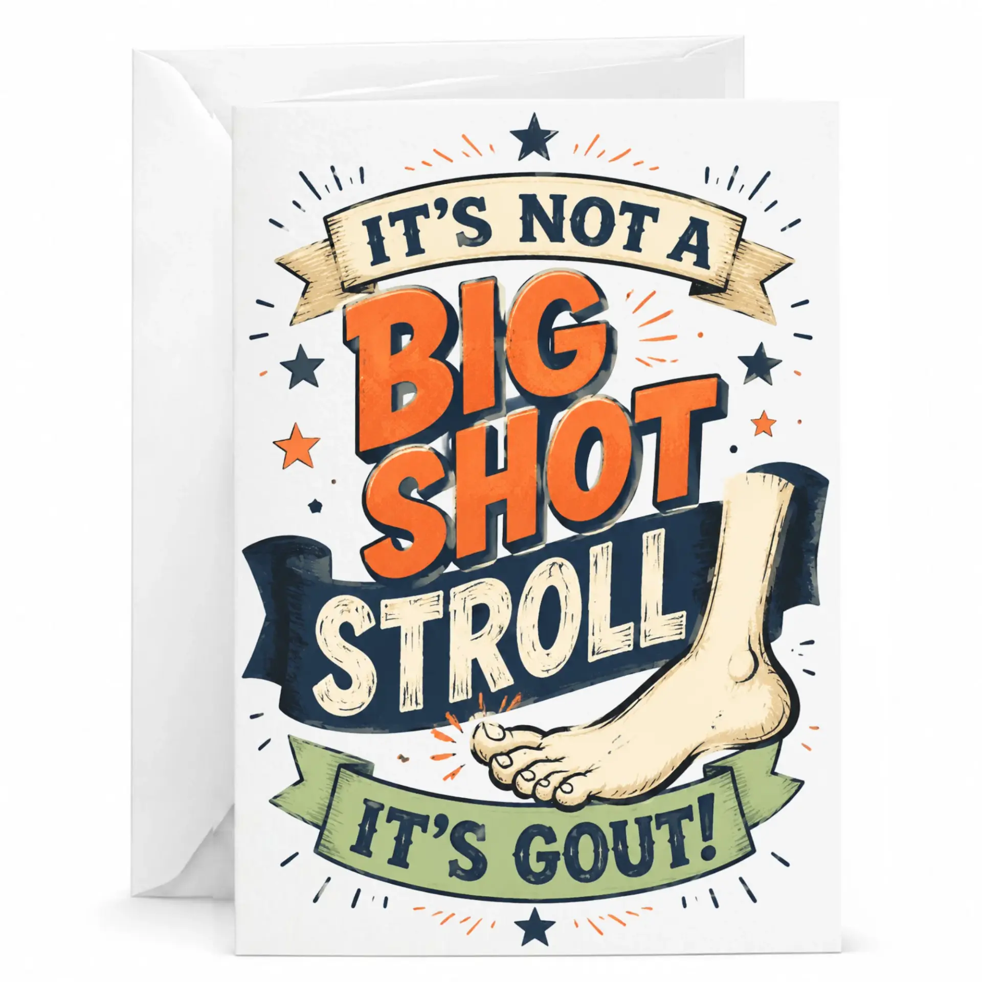 Funny Greeting Card It Is Big Shot It Is Gout Pun Illustration Humorous Get Well Soon Note