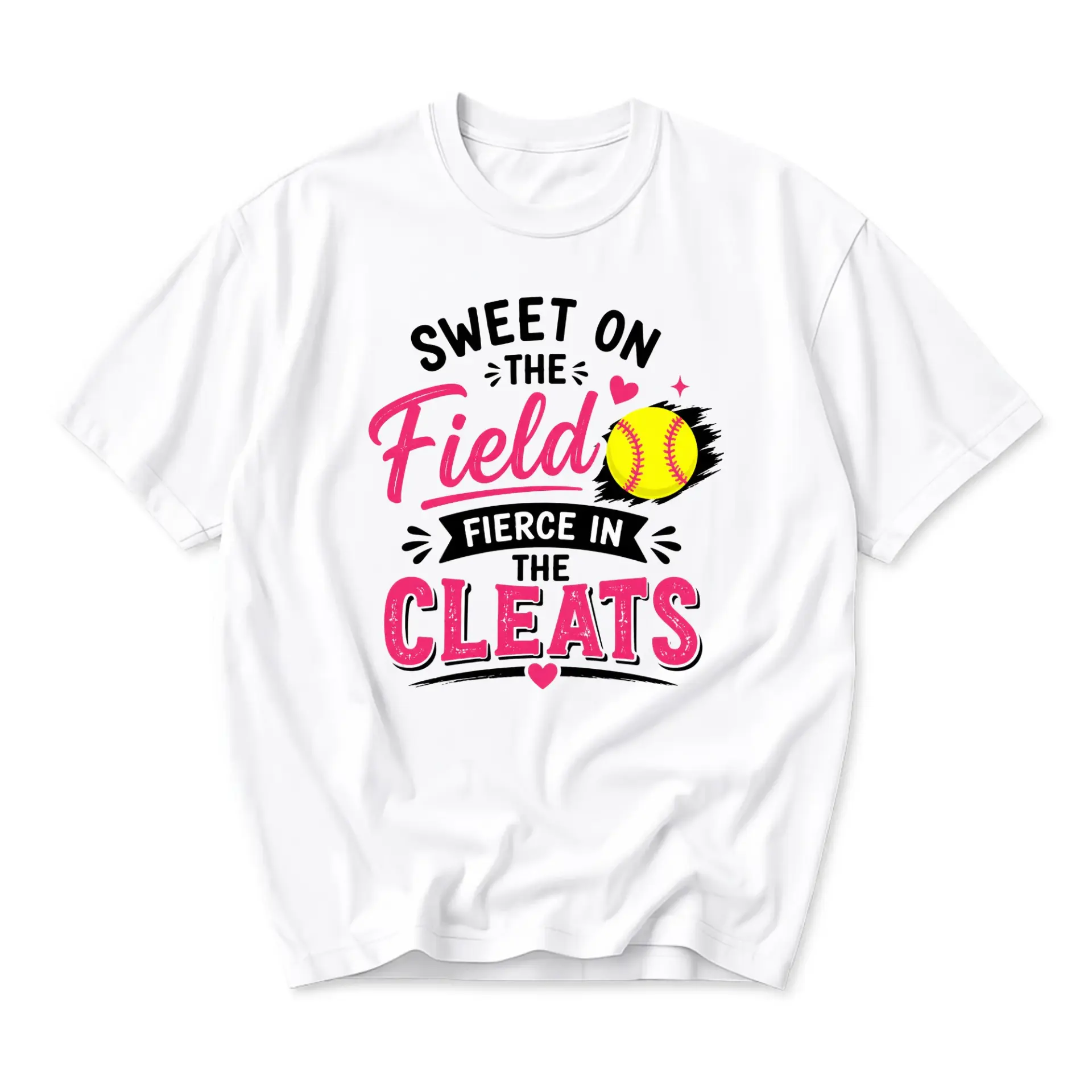 Graphic Tee Sweet on the Field Fierce in the Cleats Softball Sports Shirt Casual Unisex Cotton Blend Crew Neck Apparel