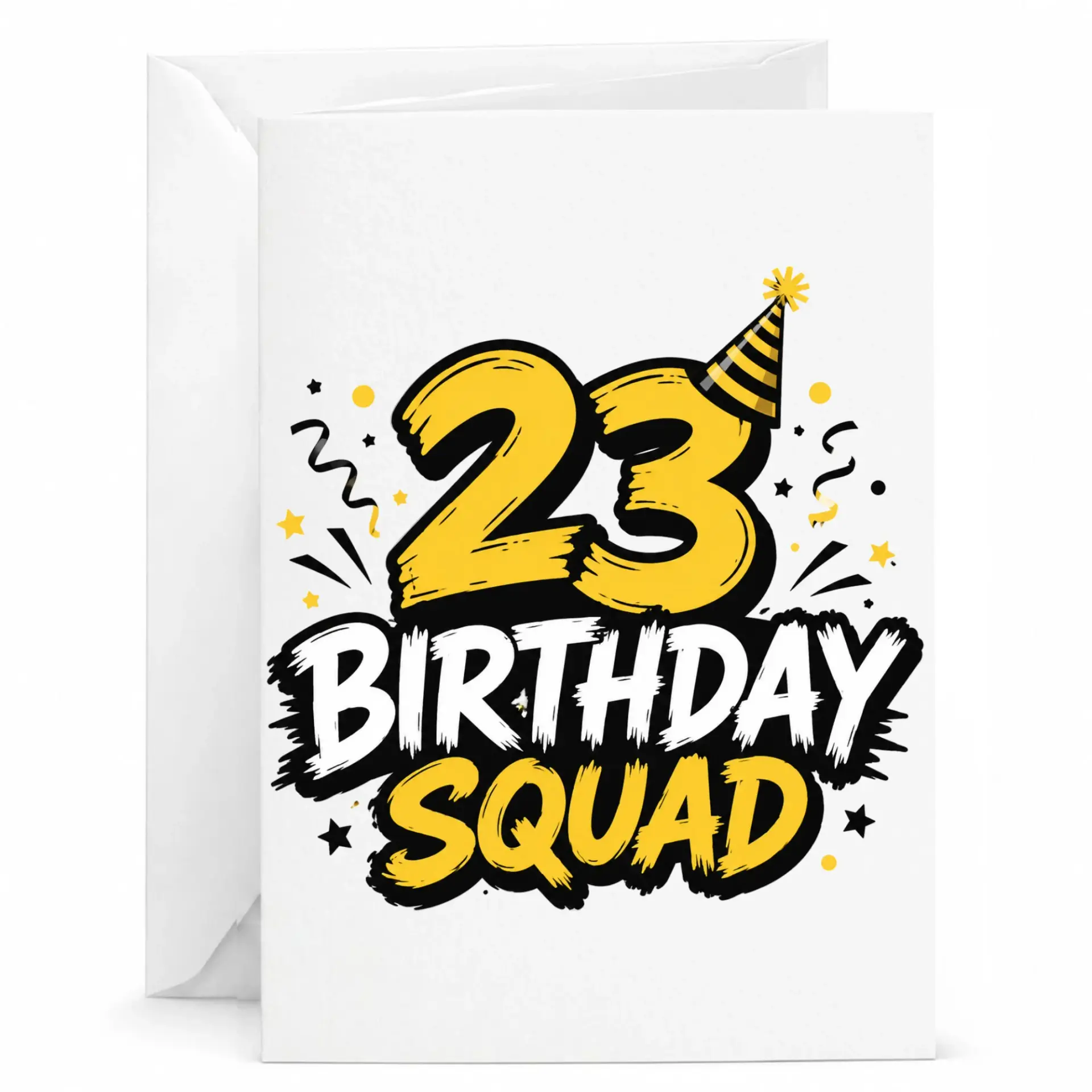 Birthday Card 23 Birthday Squad Party Celebration Greeting with Matching Envelope for Friends and Family 5x7 Inches