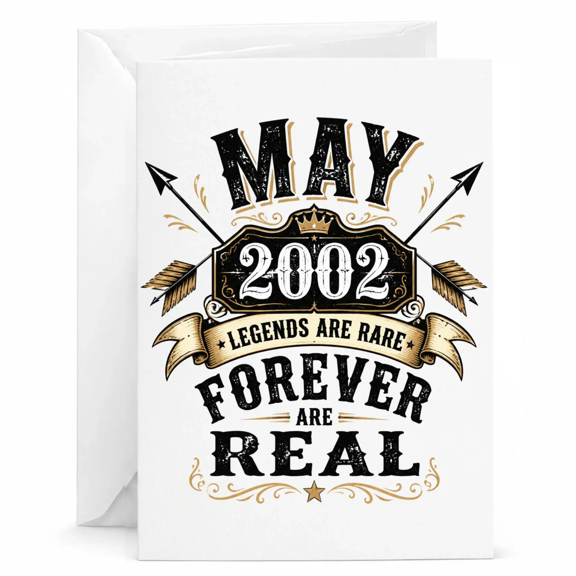 Birthday Card May 2002 Legends Are Rare Forever Are Real Graphic Greeting Card with Matching White Envelope for Milestone