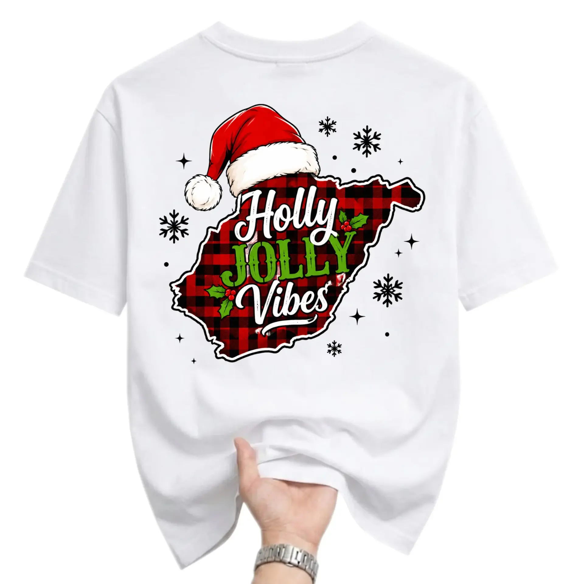 Graphic Tee Holiday Shirt Christmas Plaid Unisex Crew Neck Short Sleeve