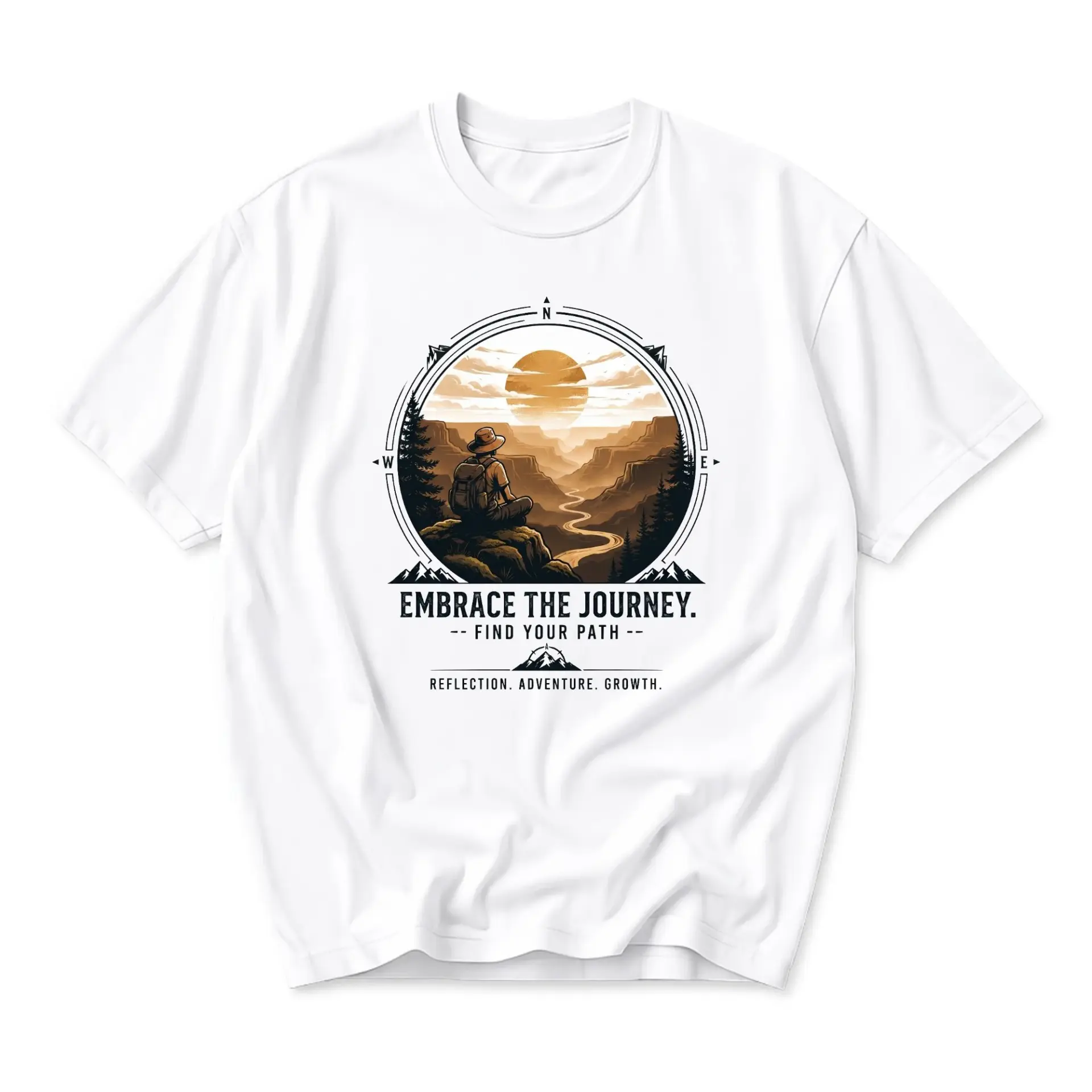 Graphic Tee Embrace the Journey Outdoors Adventure Shirt Unisex Crew Neck Short Sleeve Cotton Casual Apparel